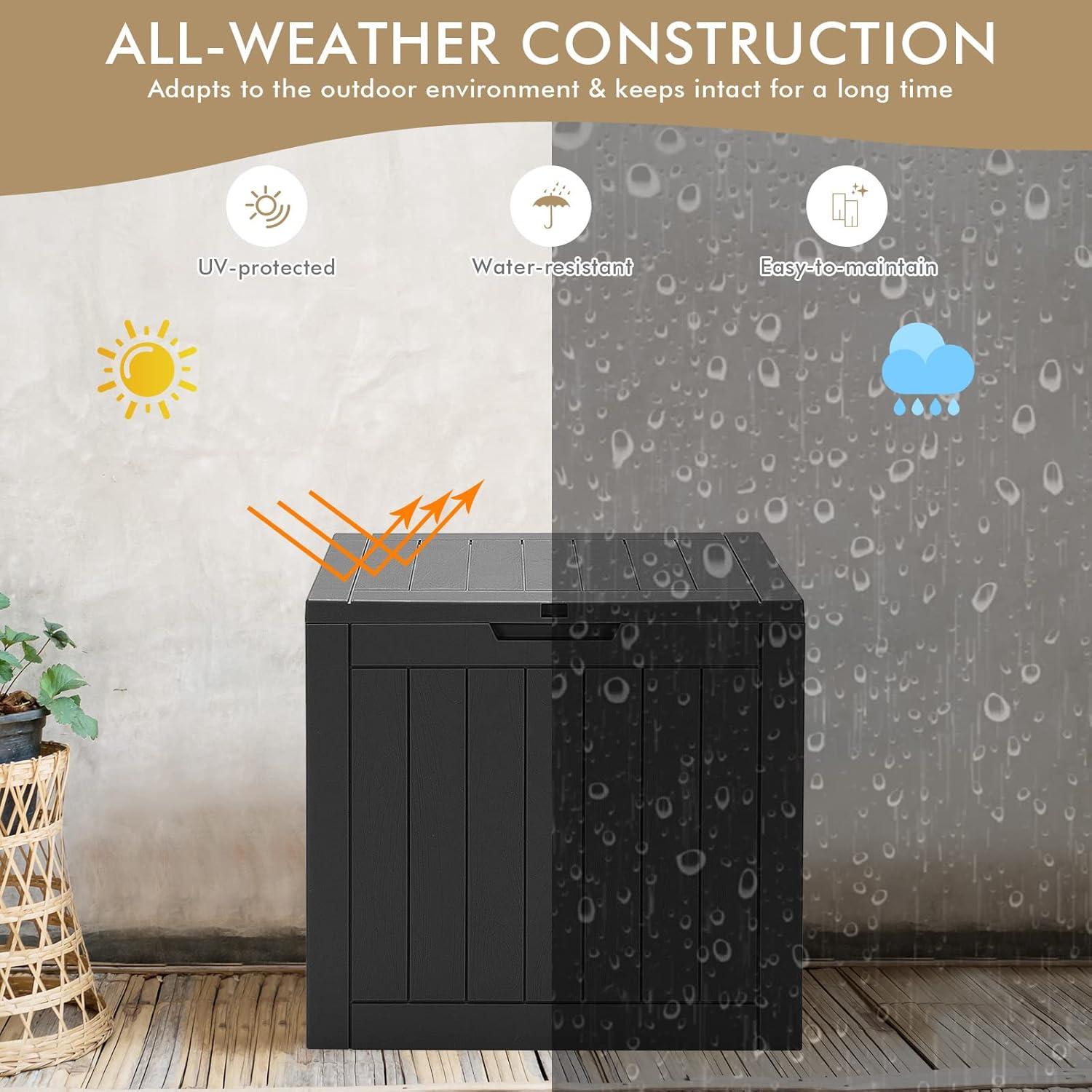 image:imageGiantex Deck Boxes Outdoor Waterproof 30 Gallon Patio Storage Box with Lockable Lid Builtin Handles Storage Bin for Poolside Package Delivery Cushions Garden Tools Outside Storage Box BrownBlack