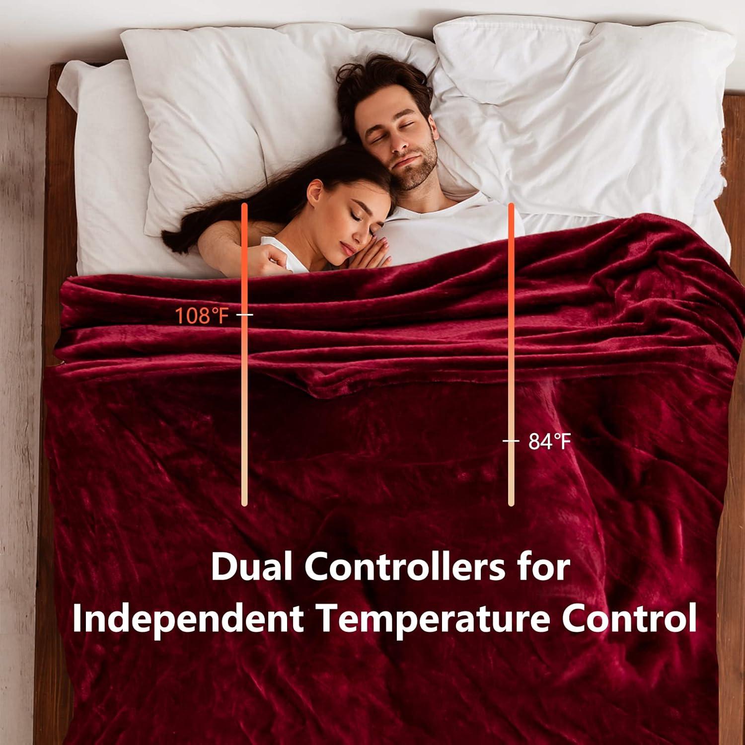 image:imageGiantex Electric Heated Blanket 84 x 62 Flannel Thermal Blanket wMachine Washable 10 Heating Levels 12 Hour Auto ShutOff Overheat Protection Twin Size Heating Blanket for Bed Couch Red