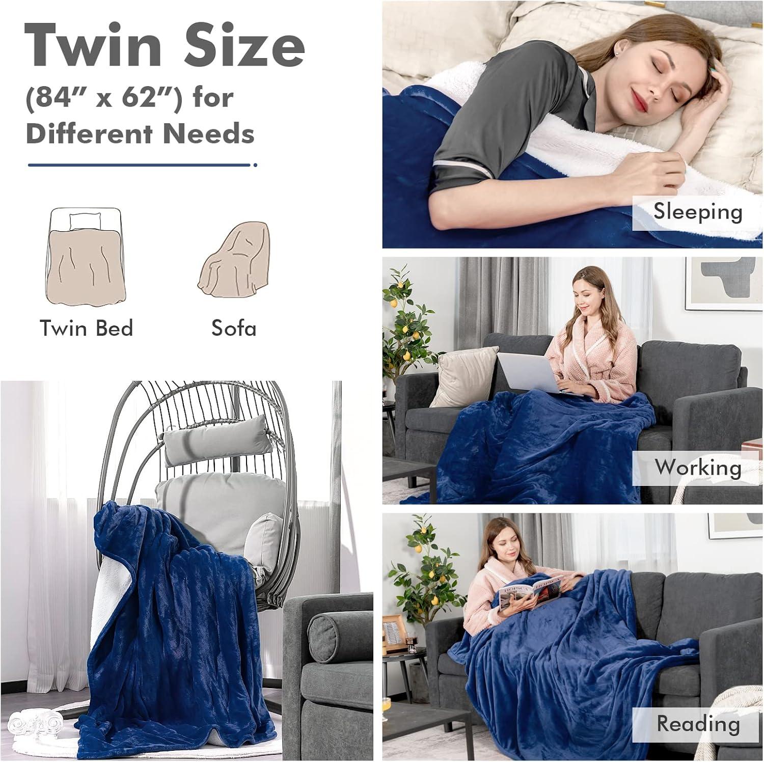 image:imageGiantex Electric Heated Throw Blanket 84 x 62 Electric Heating Blanket Throw w 5 Heating Levels 10 Hours AutoOff Overheat Protection Washable for Home amp Office Full Body Warming Blue TwinBlue