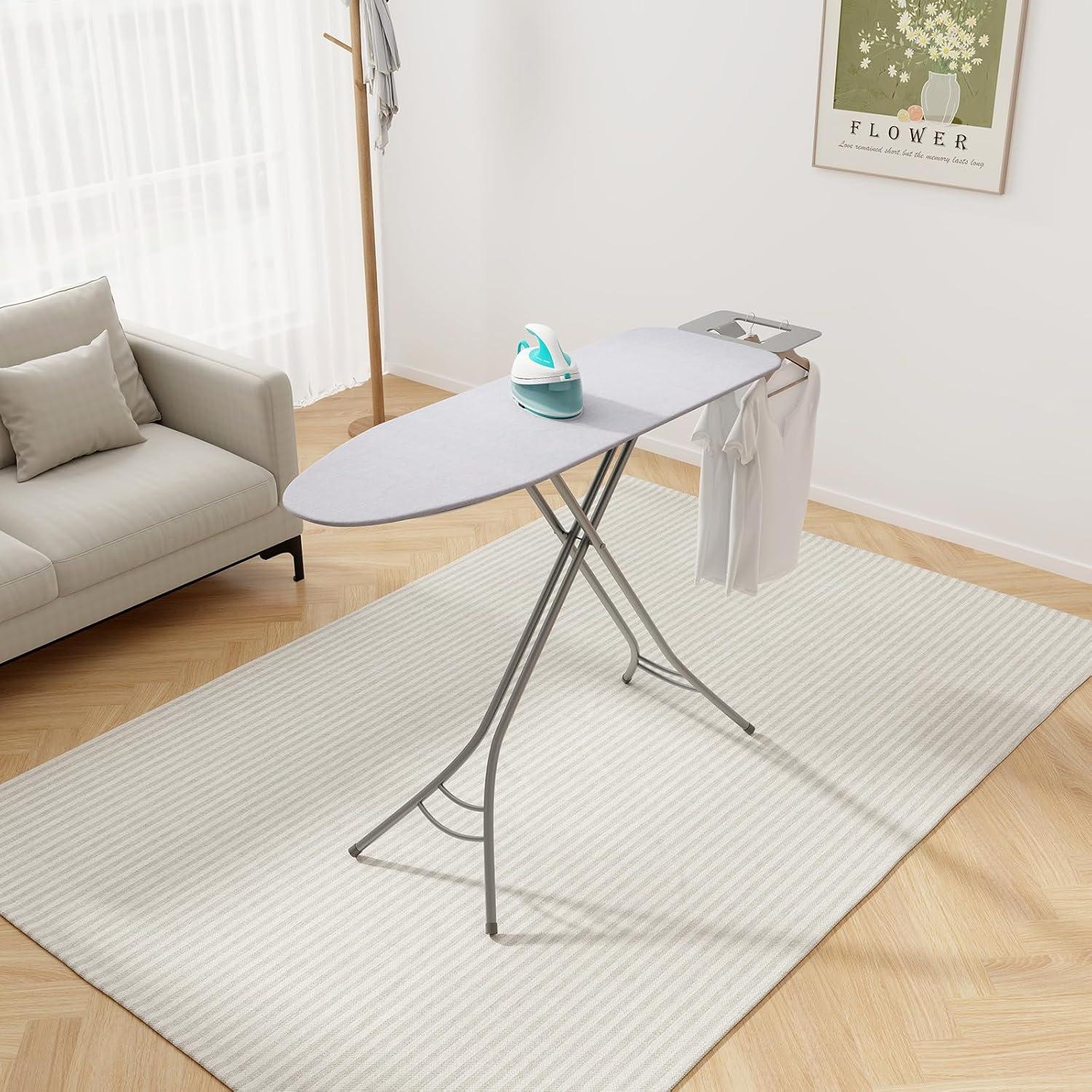 image:imageGiantex Foldable Ironing Board with Iron Rest Heat Resistant Cover 485 x 155 Ironing Surface 2736 Adjustable Heights Sturdy Metal Frame Iron Board for Laundry Room Light GrayLight Gray