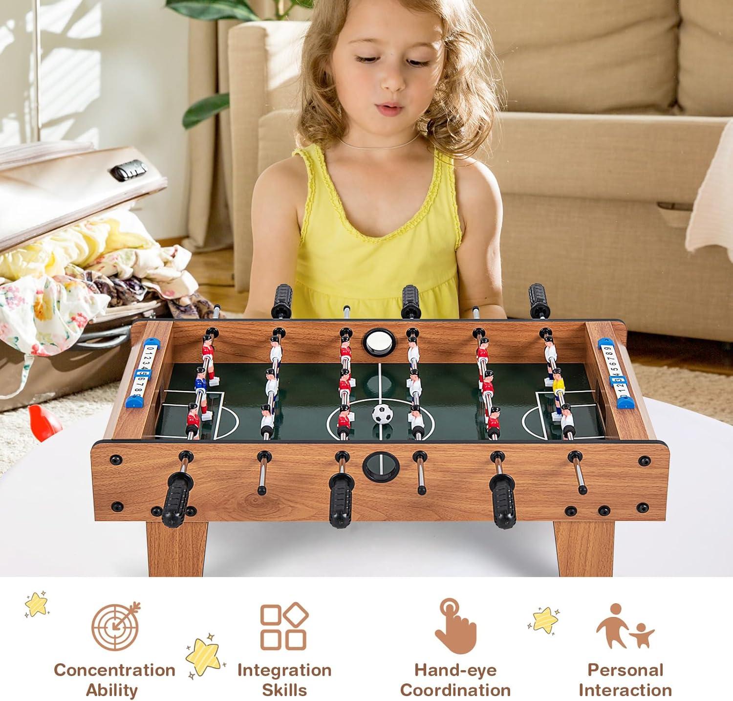 image:imageGiantex Foosball Table 27in Mini Football Table Game w 2 FootballsScore Keepers Wood Soccer Table Top for Kids Family Night Parties Game Rooms