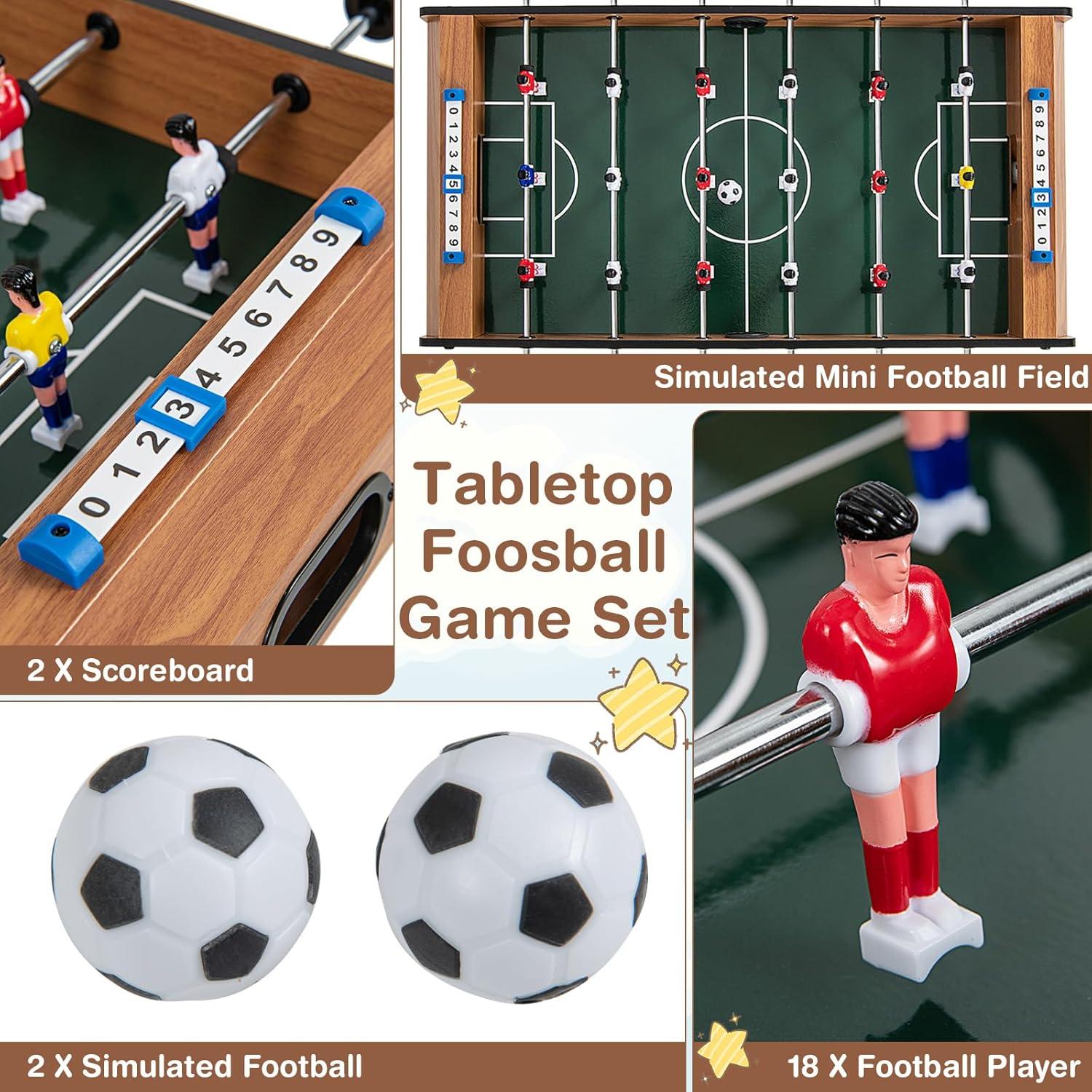 image:imageGiantex Foosball Table 27in Mini Football Table Game w 2 FootballsScore Keepers Wood Soccer Table Top for Kids Family Night Parties Game Rooms