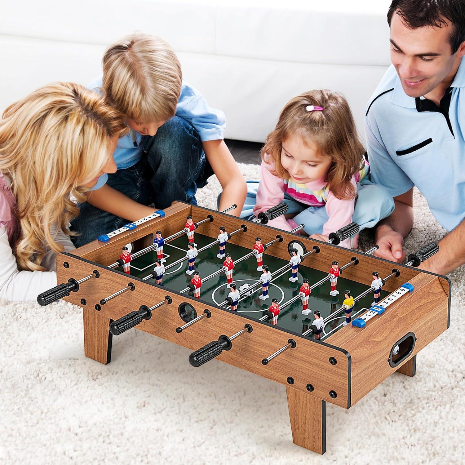 image:imageGiantex Foosball Table 27in Mini Football Table Game w 2 FootballsScore Keepers Wood Soccer Table Top for Kids Family Night Parties Game Rooms