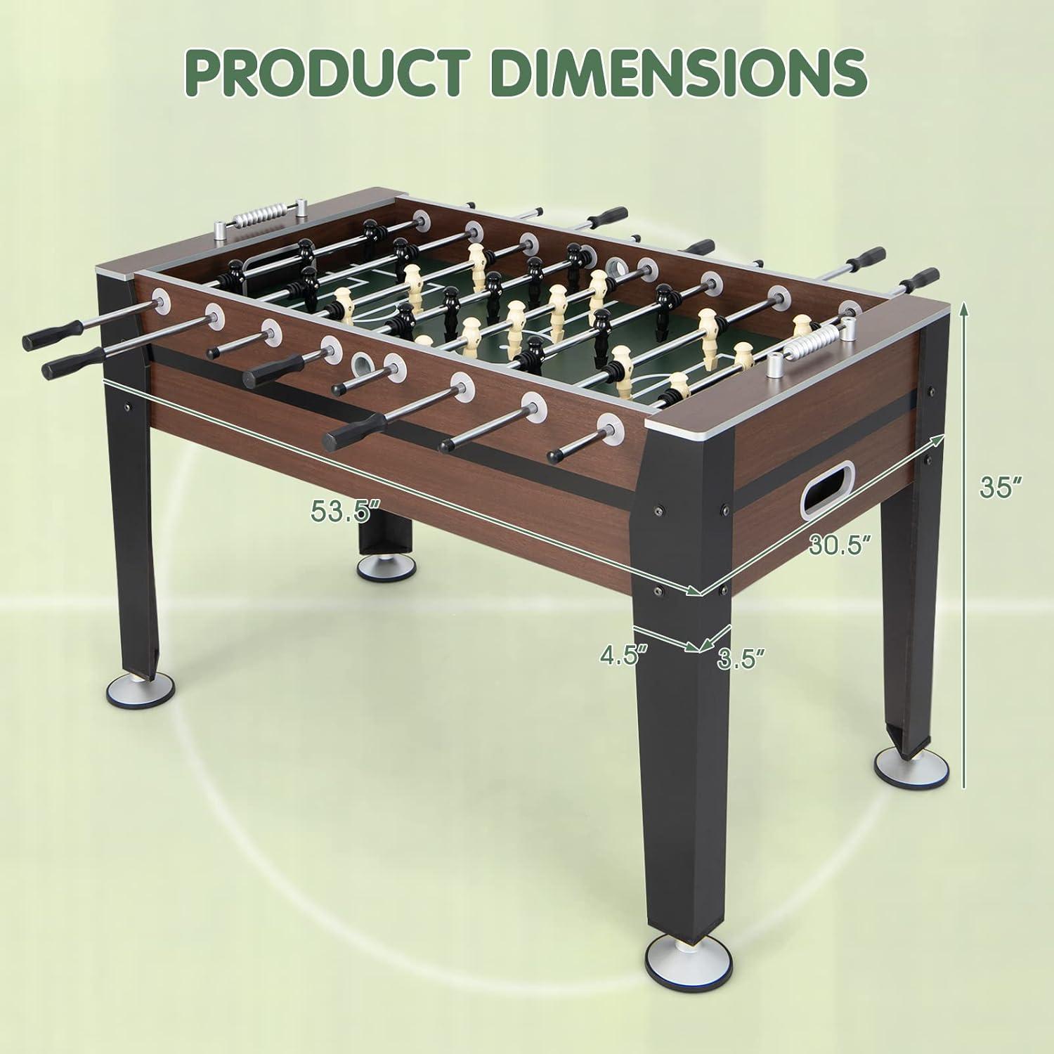 image:imageGiantex Foosball Table Adult Size 54 Foosball Table Full Size with 2 Balls Wood Football Table Arcade Soccer Table Game for Kids Adults Game Room Home Office Party