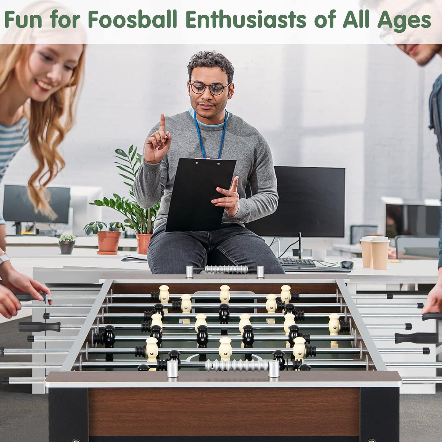 image:imageGiantex Foosball Table Adult Size 54 Foosball Table Full Size with 2 Balls Wood Football Table Arcade Soccer Table Game for Kids Adults Game Room Home Office Party