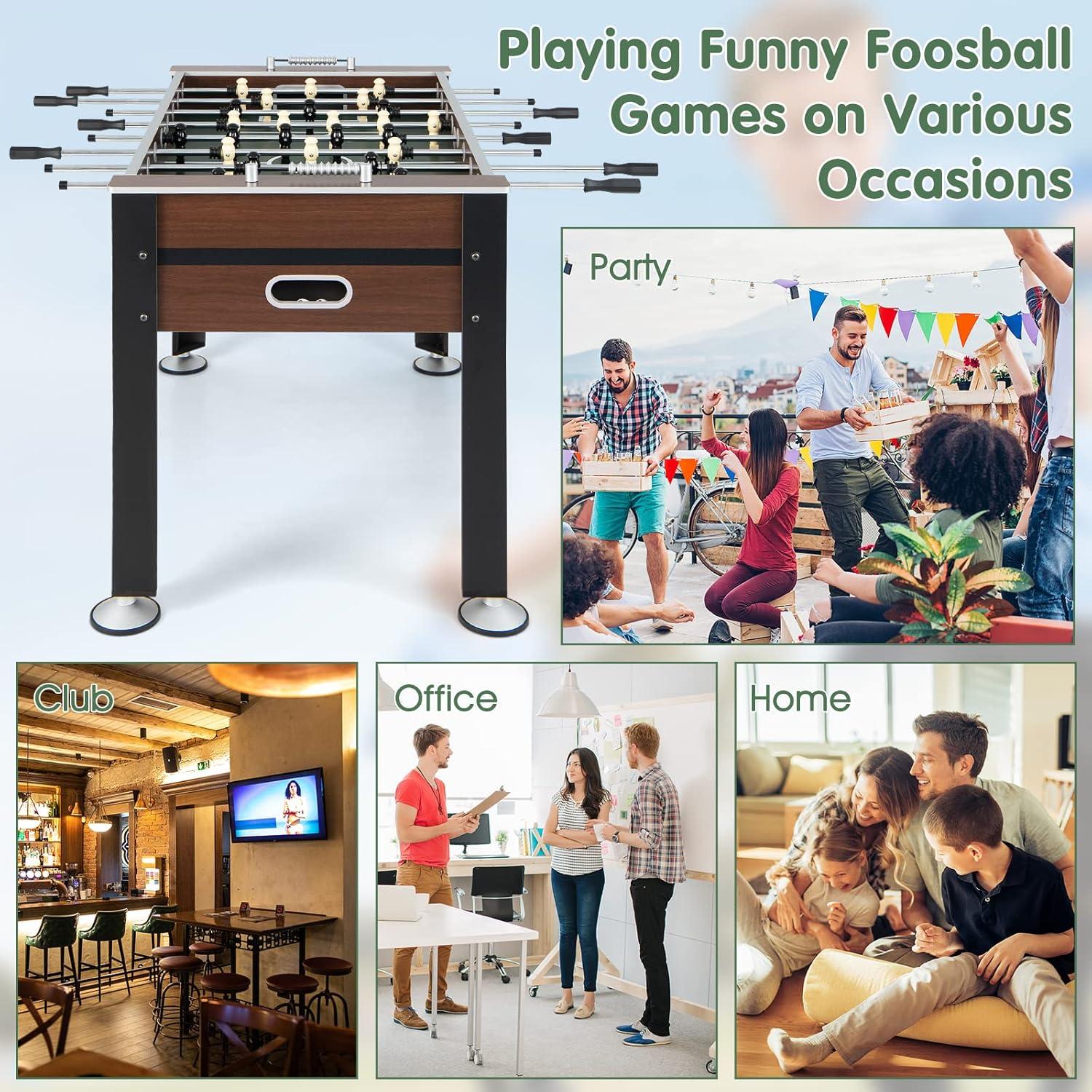 image:imageGiantex Foosball Table Adult Size 54 Foosball Table Full Size with 2 Balls Wood Football Table Arcade Soccer Table Game for Kids Adults Game Room Home Office Party