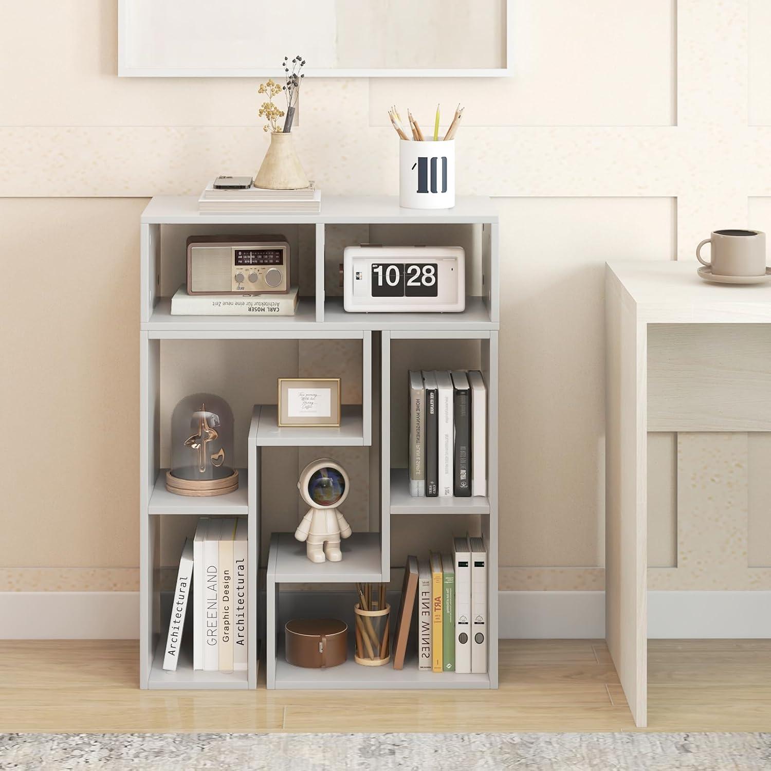 image:imageGiantex FreeCombination TV Stand for Bedroom Entertainment Center for 50 55 60 65 Inch TV 3Piece Media Console Table with Storage Cubes Deformable Open Storage Bookcase Shelf WhiteWhite