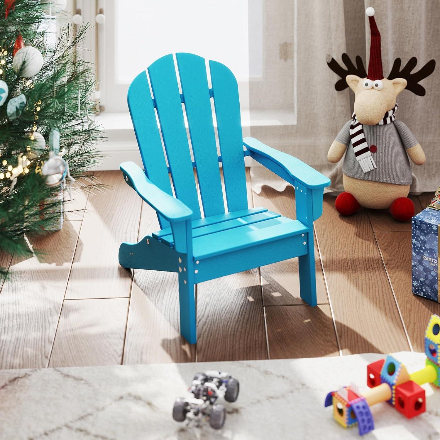 image:imageGiantex HDPE Kids Adirondack Chair AllWeather Lawn Toddler Chair with Ergonomic Design Childrens Outdoor Chair for Toddlers Ages 38 Kids Patio Furniture for Deck Garden 1 TurquoiseTurquoise