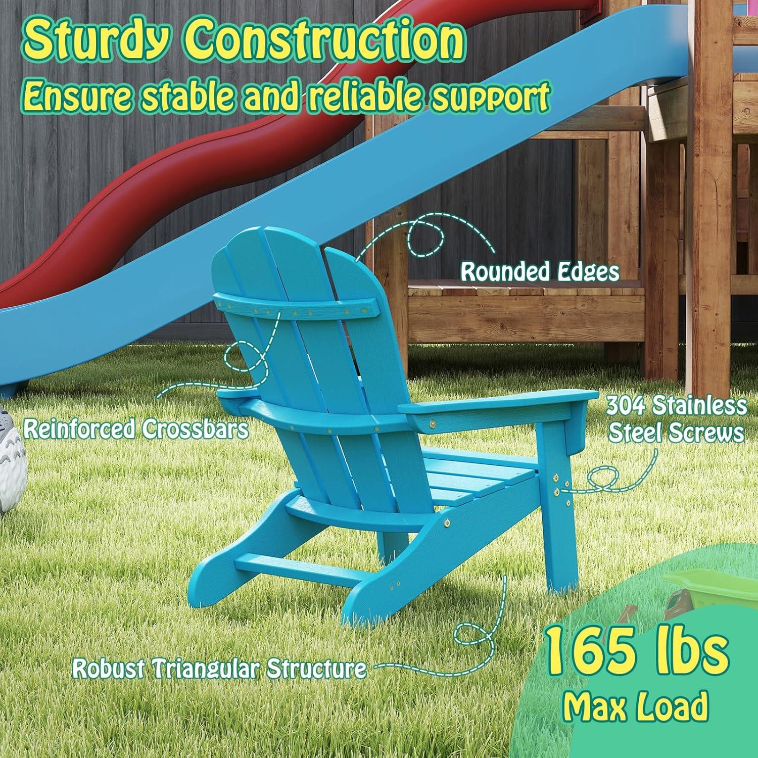 image:imageGiantex HDPE Kids Adirondack Chair AllWeather Lawn Toddler Chair with Ergonomic Design Childrens Outdoor Chair for Toddlers Ages 38 Kids Patio Furniture for Deck Garden 1 TurquoiseTurquoise