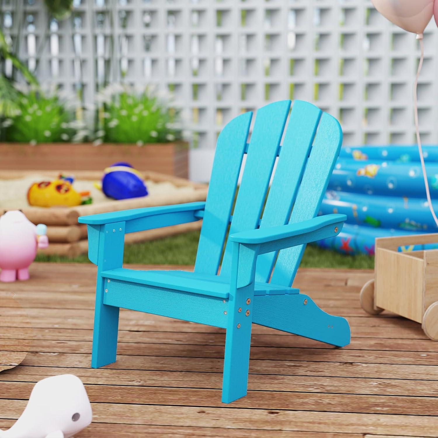 image:imageGiantex HDPE Kids Adirondack Chair AllWeather Lawn Toddler Chair with Ergonomic Design Childrens Outdoor Chair for Toddlers Ages 38 Kids Patio Furniture for Deck Garden 1 TurquoiseTurquoise