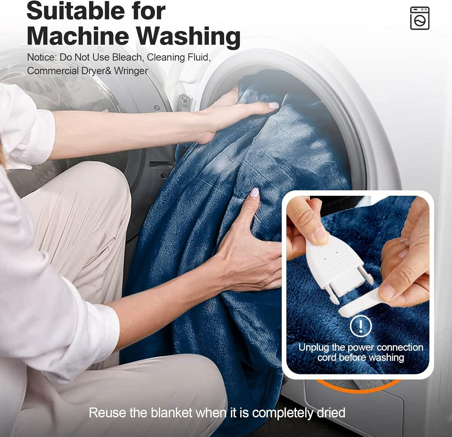 image:imageGiantex Heated Blanket Electric Throw DoubleSided Electric Blanket with 5 Heat Settings 3Hour Auto Shut Off Flannel amp Cashmere Throw Blanket Machine Washable 50 x 60 Heating Blanket Blue