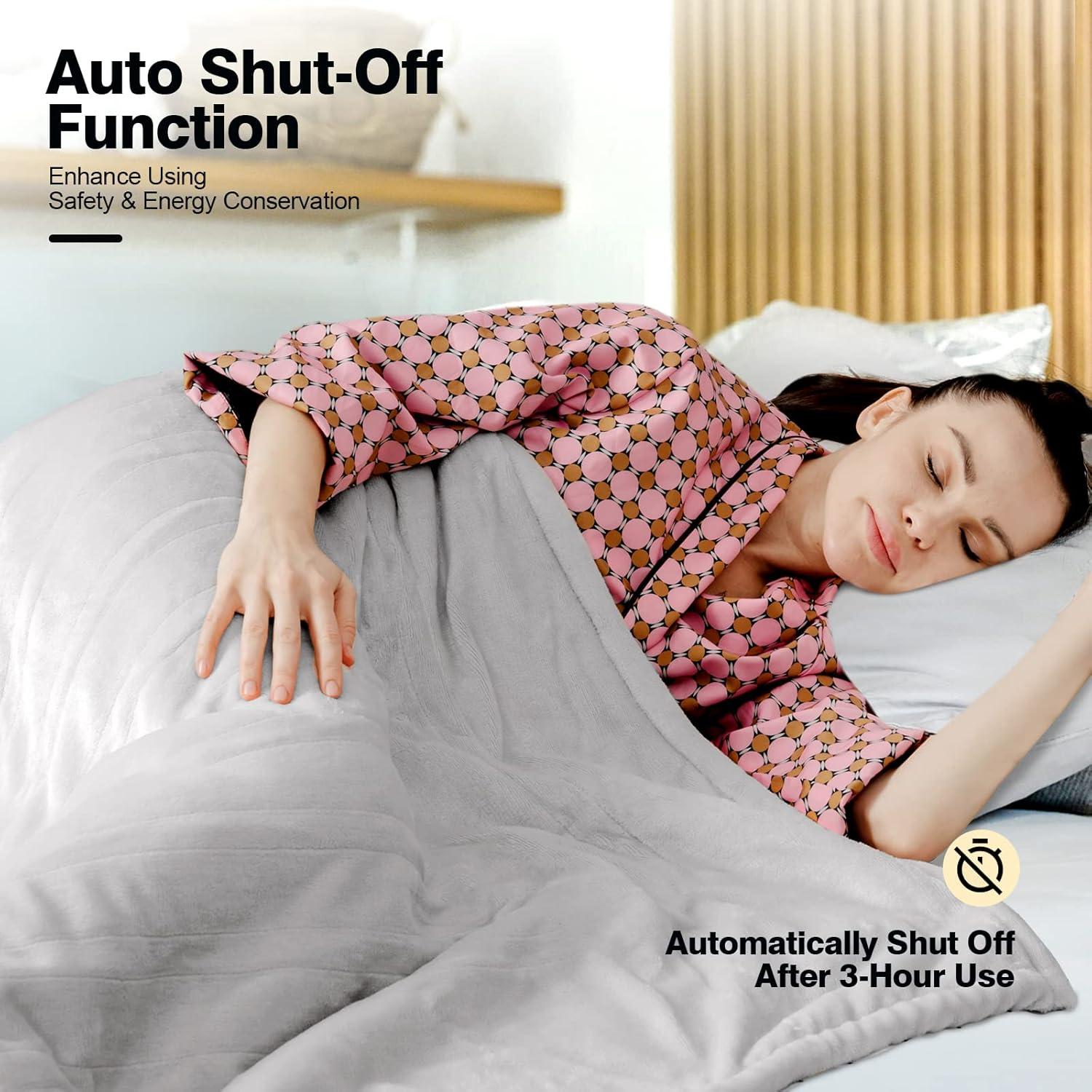 image:imageGiantex Heated Blanket Electric Throw DoubleSided Electric Blanket with 5 Heat Settings 3Hour Auto Shut Off Flannel amp Cashmere Throw Blanket Machine Washable 50 x 60 Heating Blanket Gray