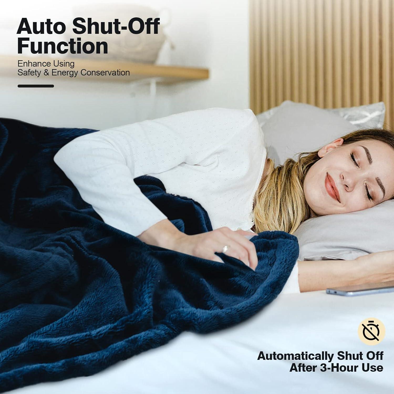 image:imageGiantex Heated Blanket Electric Throw DoubleSided Electric Blanket with 5 Heat Settings 3Hour Auto Shut Off Flannel amp Cashmere Throw Blanket Machine Washable 50 x 60 Heating Blanket Blue