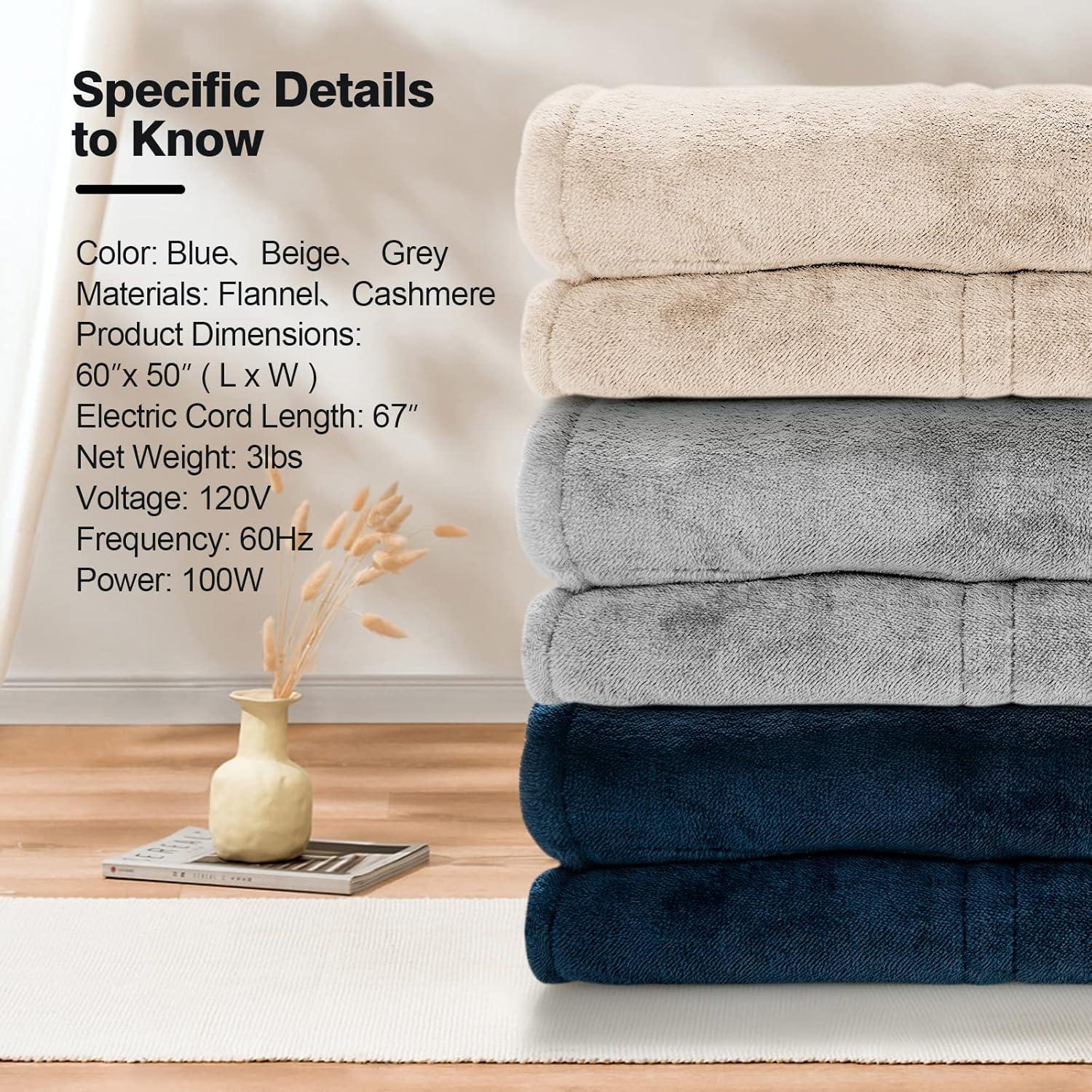 image:imageGiantex Heated Blanket Electric Throw DoubleSided Electric Blanket with 5 Heat Settings 3Hour Auto Shut Off Flannel amp Cashmere Throw Blanket Machine Washable 50 x 60 Heating Blanket Beige