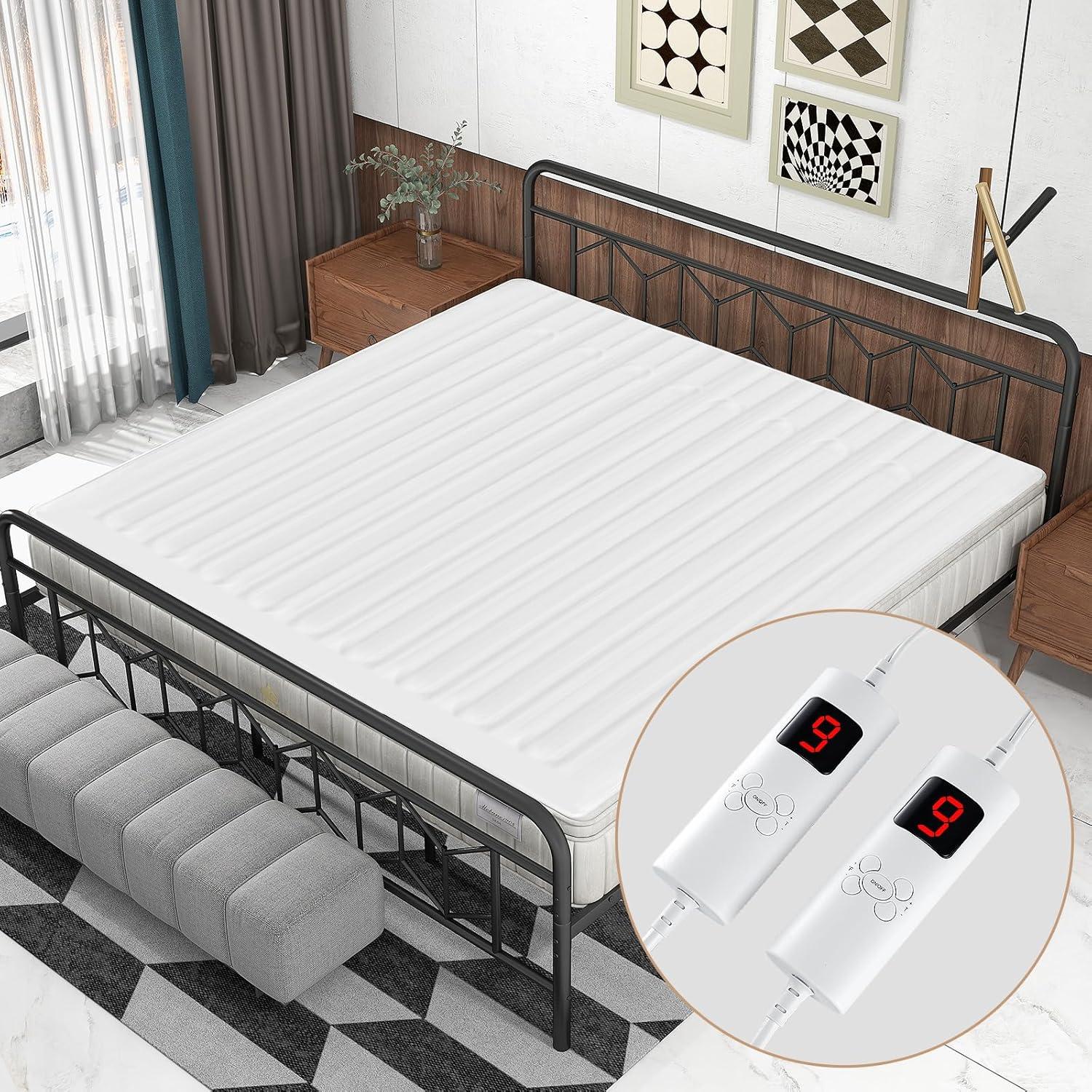 image:imageGiantex Heated Mattress Pad King Electric Mattress Cover wDual Control 9 Heat Settings 9H Timer Overheat Protection Heating Bed Toppers Fit up to 10 Deep Pocket Machine Washable Bed WarmerKing