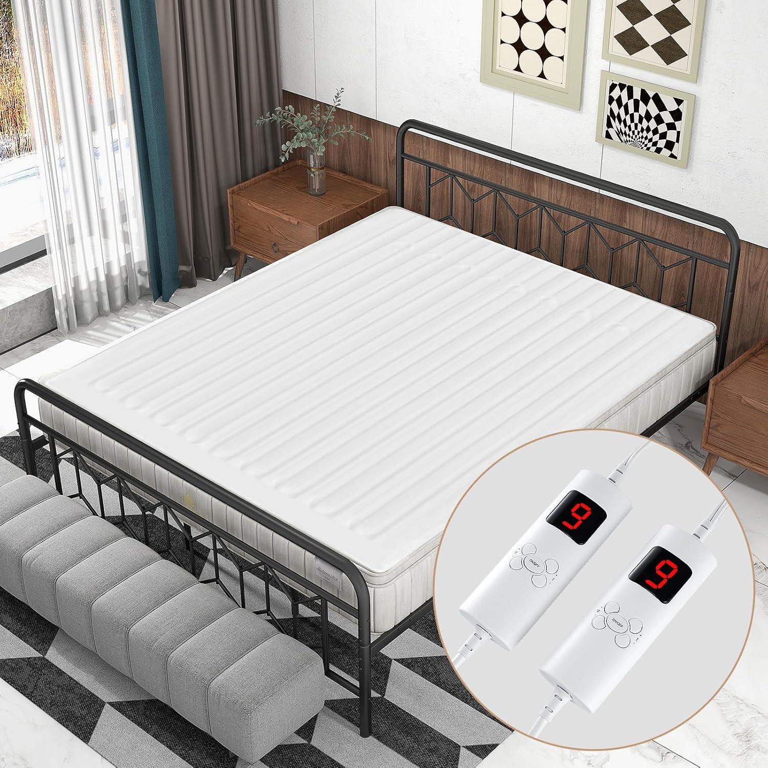 image:imageGiantex Heated Mattress Pad Machine Washable Bed Warmer with Single Controller 9 Heat Setting 9Hour Auto Off Overheat Protection Fit Up to 10 Electric Mattress Pad White Twin Size 76 x 39White
