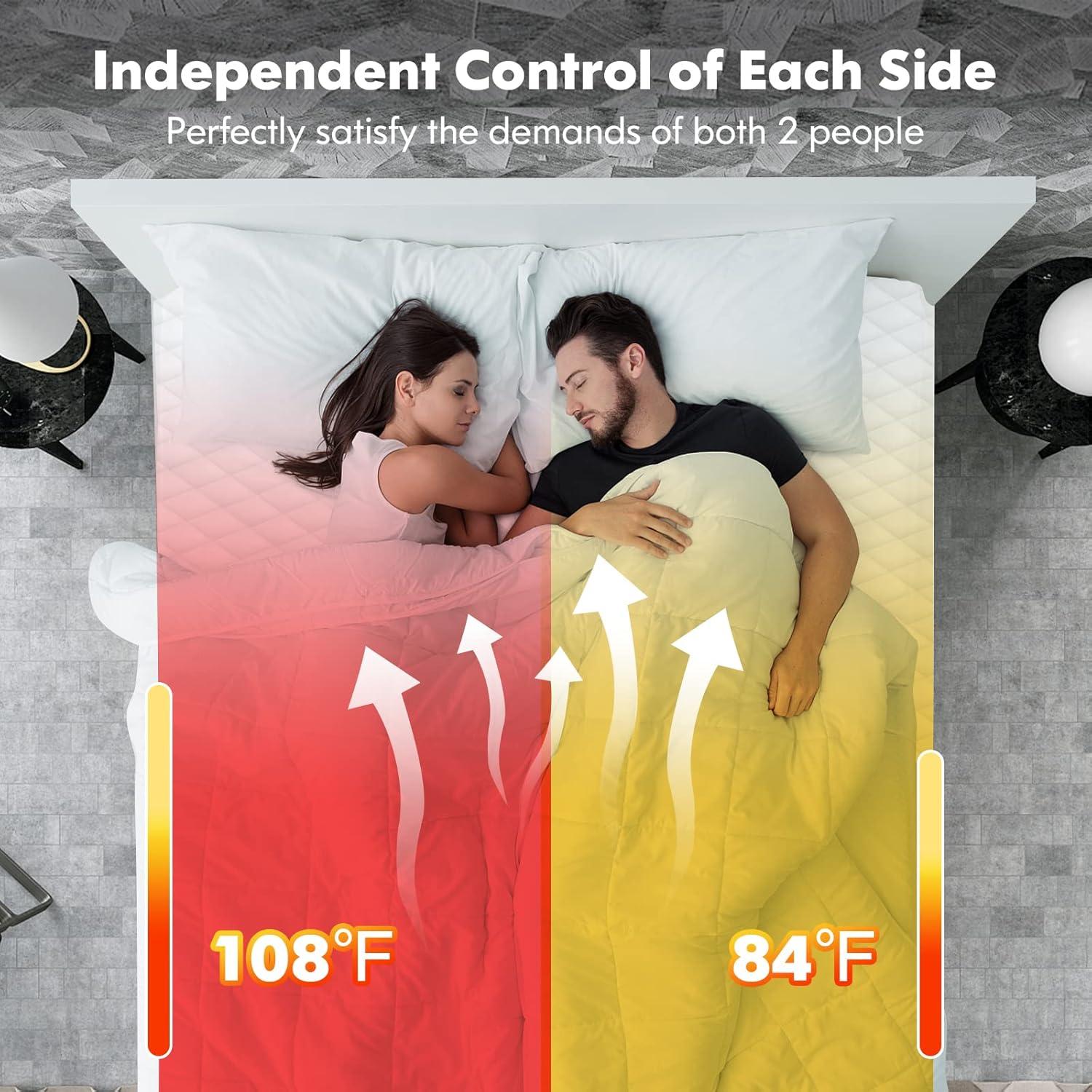 image:imageGiantex Heated Mattress Pad Queen 60 x 80 Quilted Electric Bed Warmer w 10 Heating Levels 8H Auto Off 112H Timer Double Controller Overheat Protection Electric Mattress PadQueen