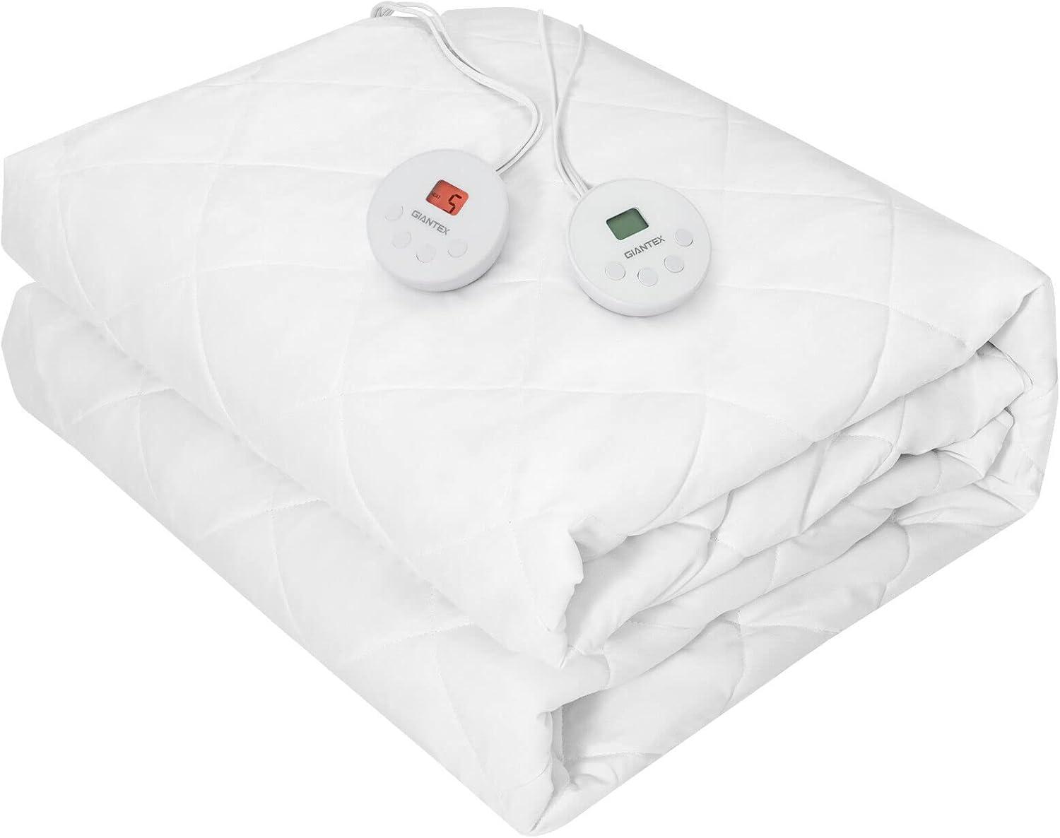image:imageGiantex Heated Mattress Pad Queen Size Electric Heated Mattress Cover w 10 Heat Setting 8 Hours Auto Off Timer Function Dual Temperature Control Premium Electric Bed Warmer Up to 15 Deep PocketQueen