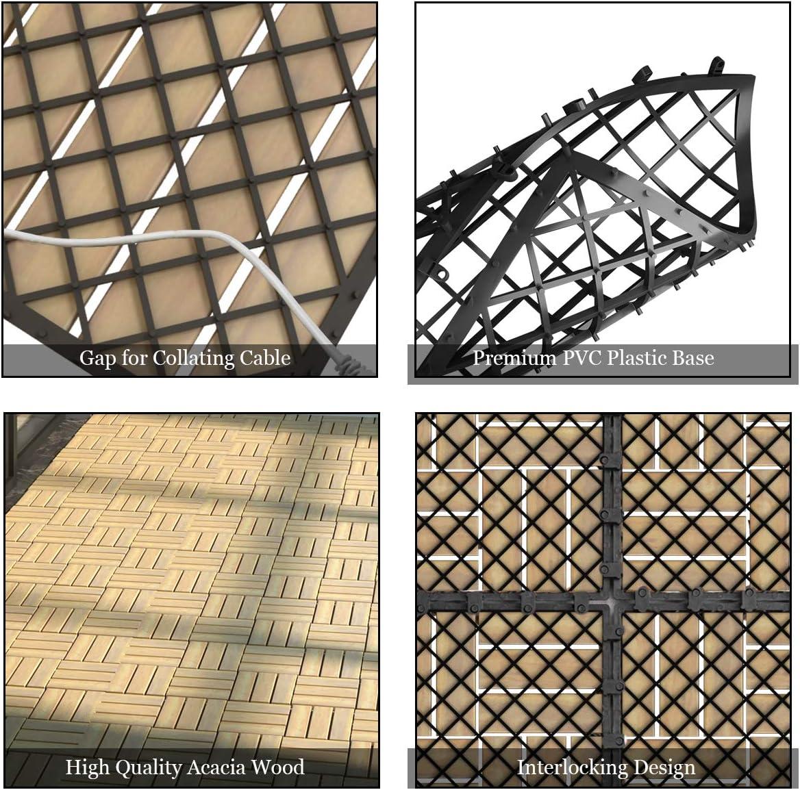 image:imageGiantex Interlocking Patio Deck Tiles Acacia Wood Deck Tiles Tools Free Assembly Wood Composite Patio Pavers Pack of 10 Outdoor and Indoor Flooring Tiles 12 x 12 Checker PatternChecker Pattern