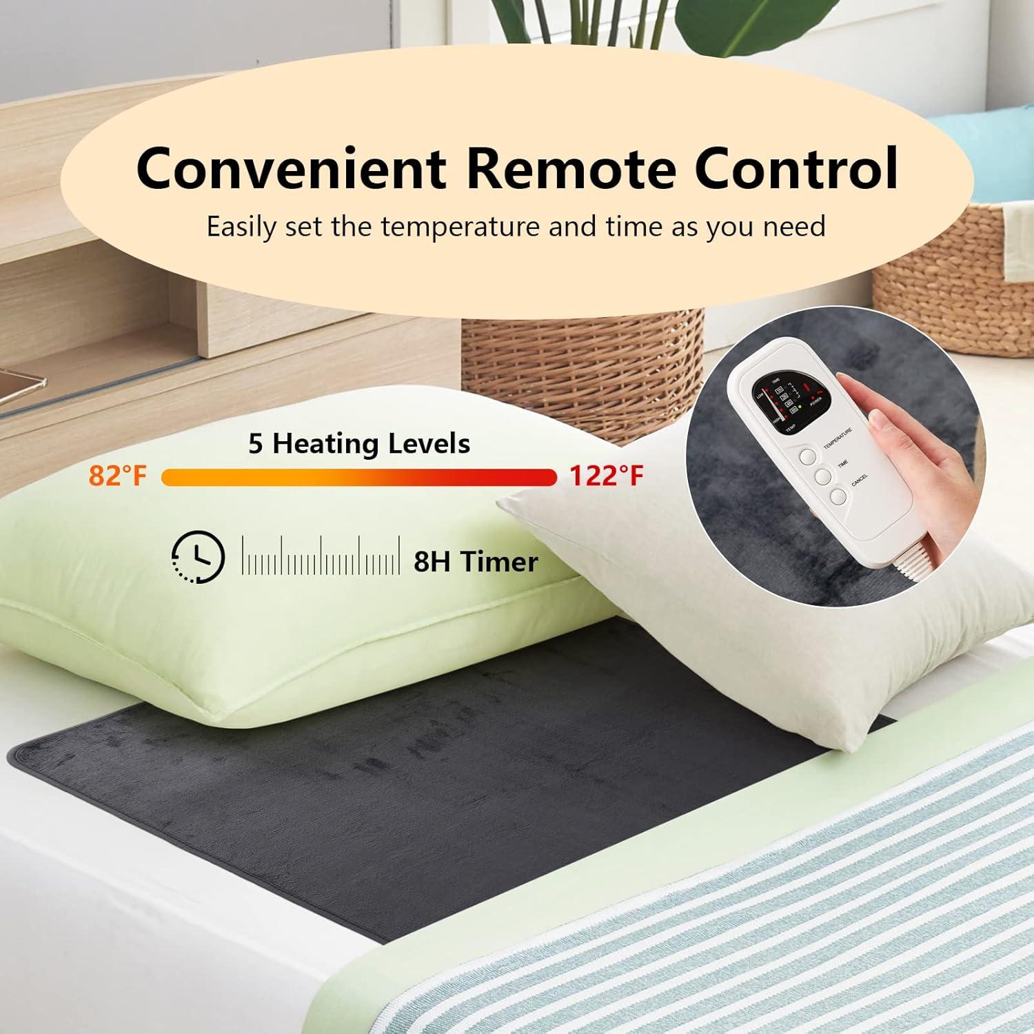 image:imageGiantex Massage Table Warmer Electric Heated Mattress Pad Heating Pad with LowVoltage 5 Modes Temper Control and Timer Fast Heating Detachable Connector Warmer Bed Toppers GreyGrey