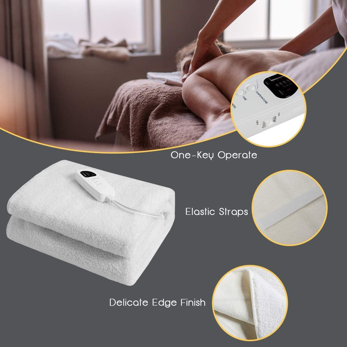 image:imageGiantex Massage Table Warmer Heated Mattress Pad Electric Heating Pad with 5 Heat Settings 12 Ft Cord and Overheat Protection Digital Timer 71 x 30 Inches Massage Bed Warmer for Spa Table White