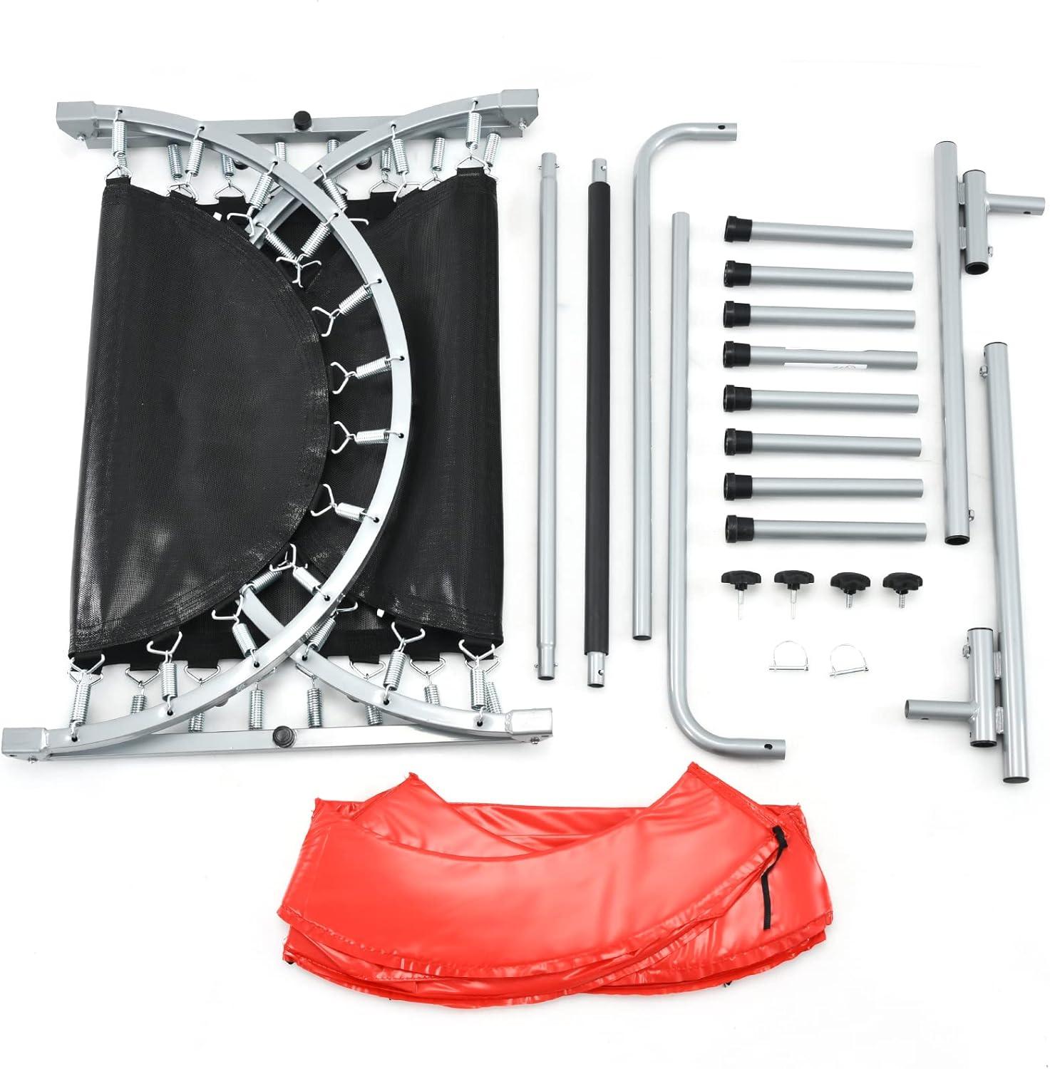 image:imageGiantex Mini Trampoline 2 Persons Foldable Fitness Trampoline w 5 Levels Height Adjustable Handle Max Load 330LBS Indoor Oval Rebounder Exercise Trampoline for Adult Kid Enjoy Parentchild Time