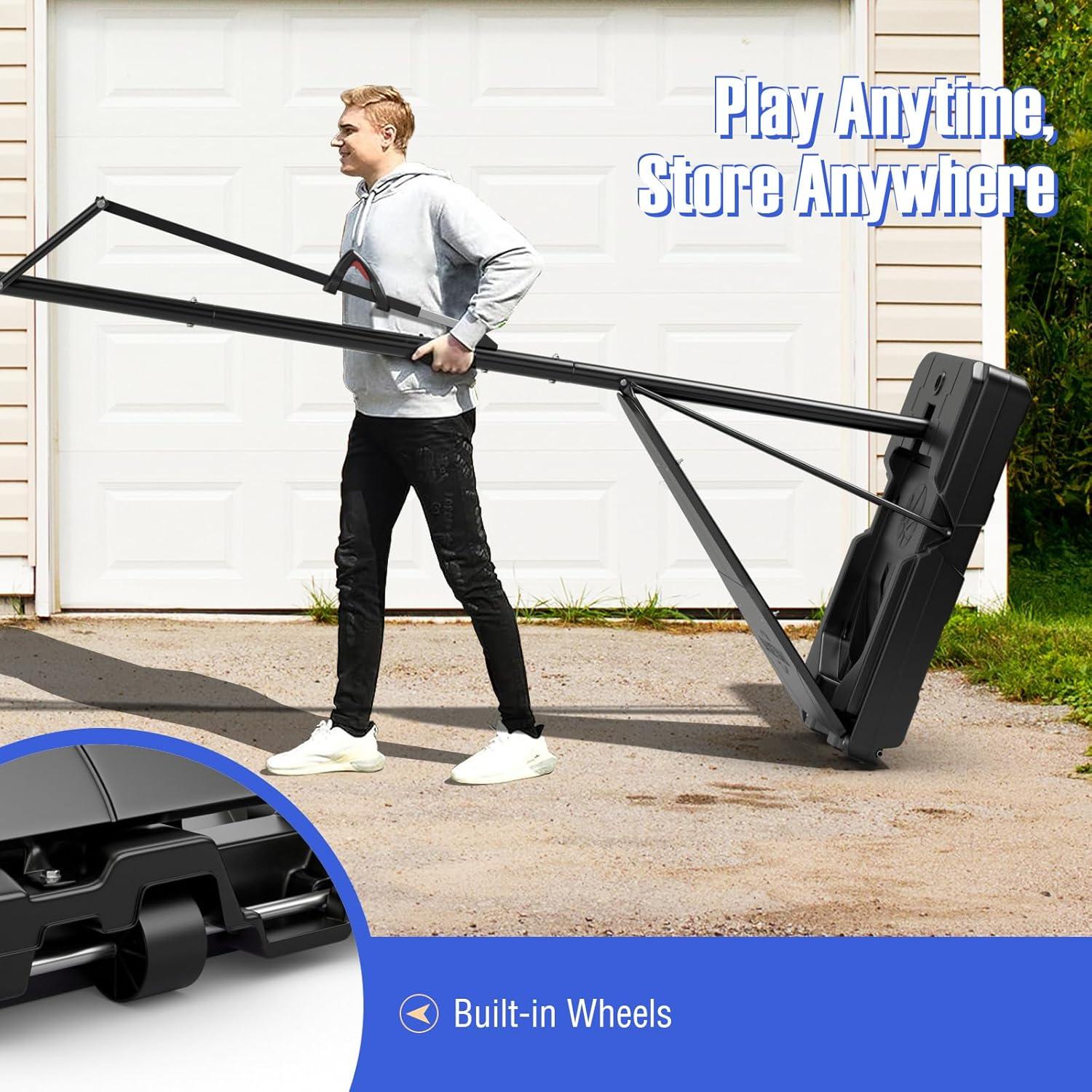 image:imageGiantex Portable Basketball Hoop Outdoor 4910 FT Quickly Height Adjustable Basketball Goal System w 44 Inch Shatterproof Backboard Basketball Hoop Indoor for Adults Backyard Driveway Pool