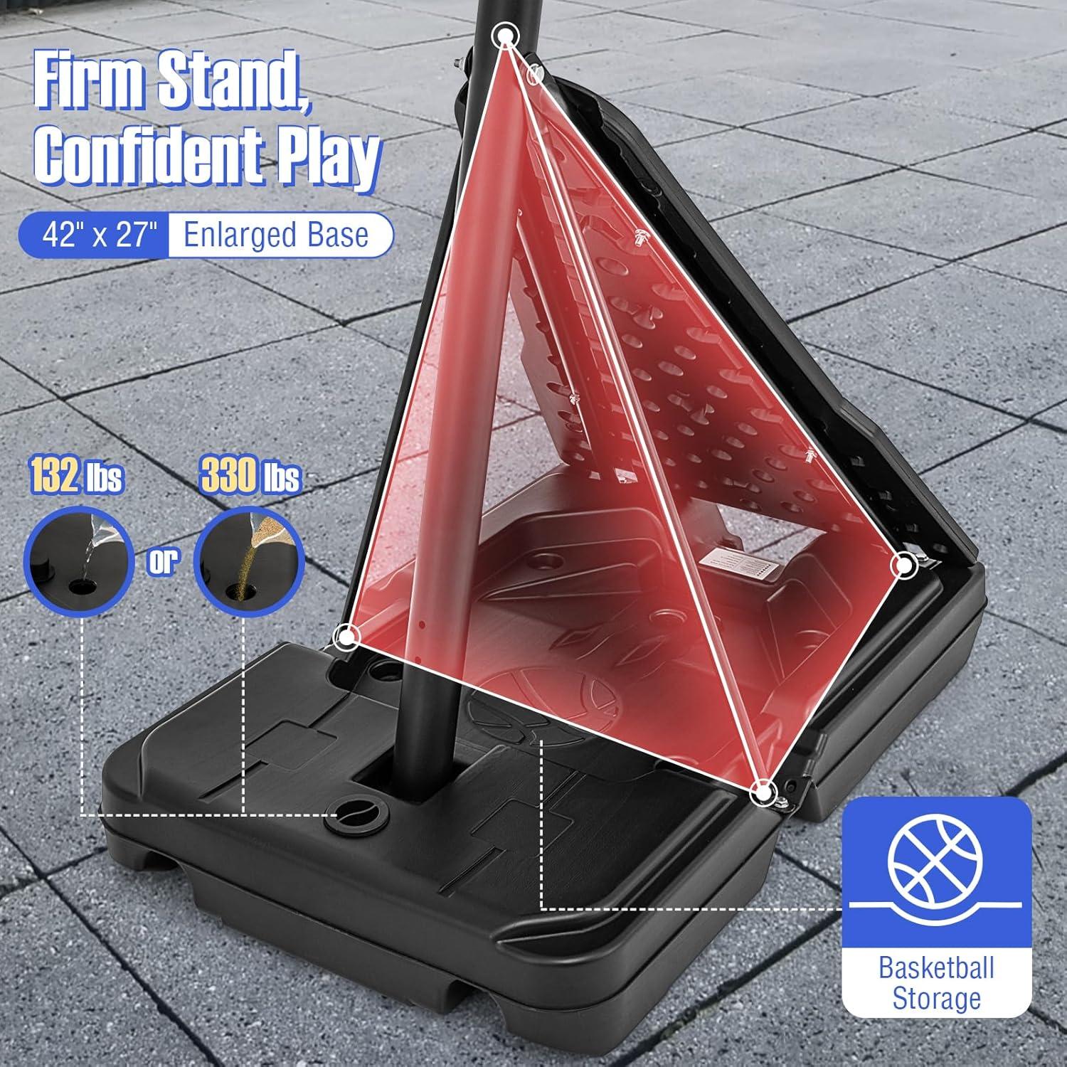 image:imageGiantex Portable Basketball Hoop Outdoor 4910 FT Quickly Height Adjustable Basketball Goal System w 44 Inch Shatterproof Backboard Basketball Hoop Indoor for Adults Backyard Driveway Pool