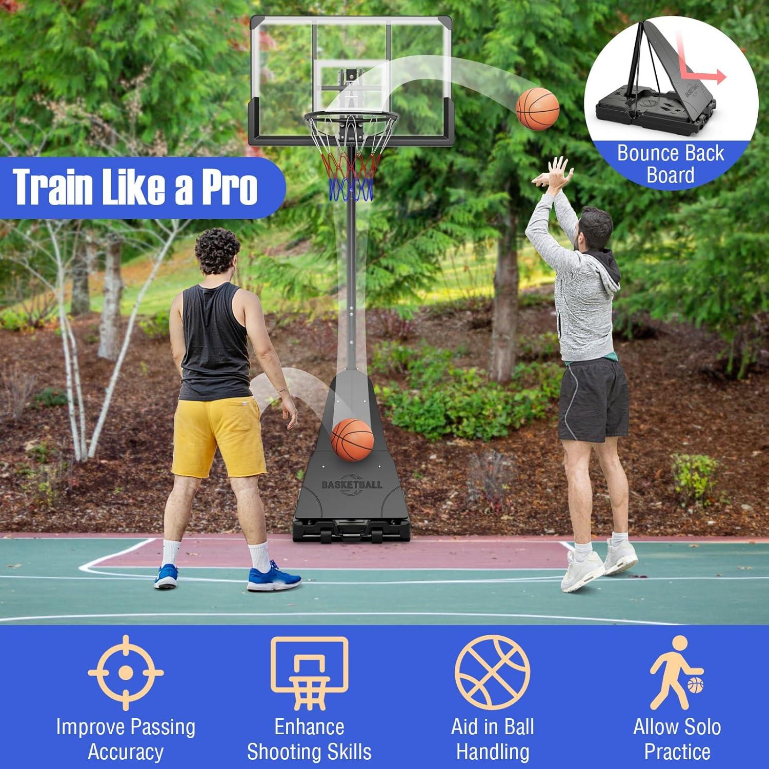 image:imageGiantex Portable Basketball Hoop Outdoor 4910 FT Quickly Height Adjustable Basketball Goal System w 44 Inch Shatterproof Backboard Basketball Hoop Indoor for Adults Backyard Driveway Pool