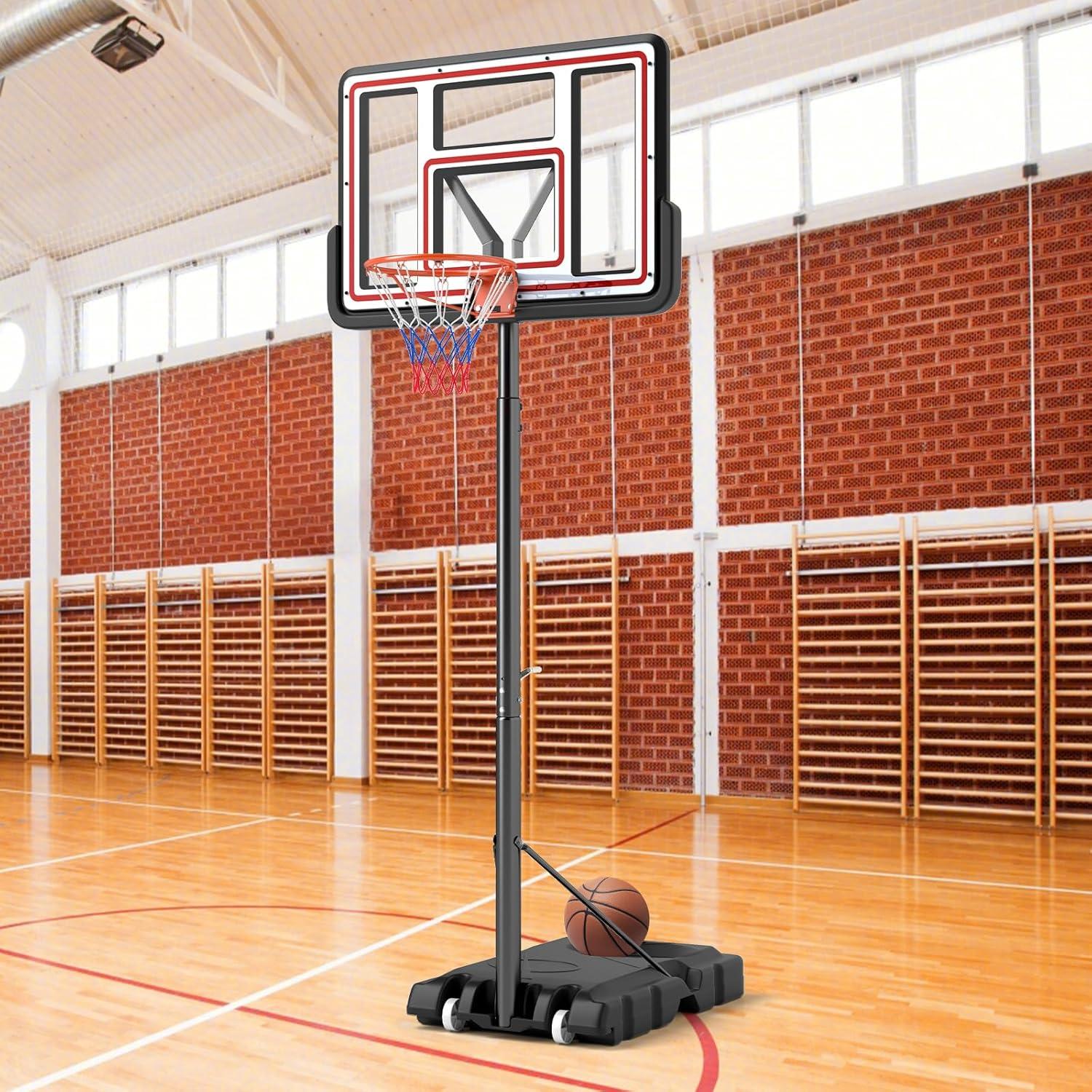 image:imageGiantex Portable Basketball Hoop Outdoor 7410 FT Height Adjustable Basketball Goal System w 44 Inch Shatterproof PC Backboard Fillable Base Basketball Hoop Indoor for Adults Backyard Driveway