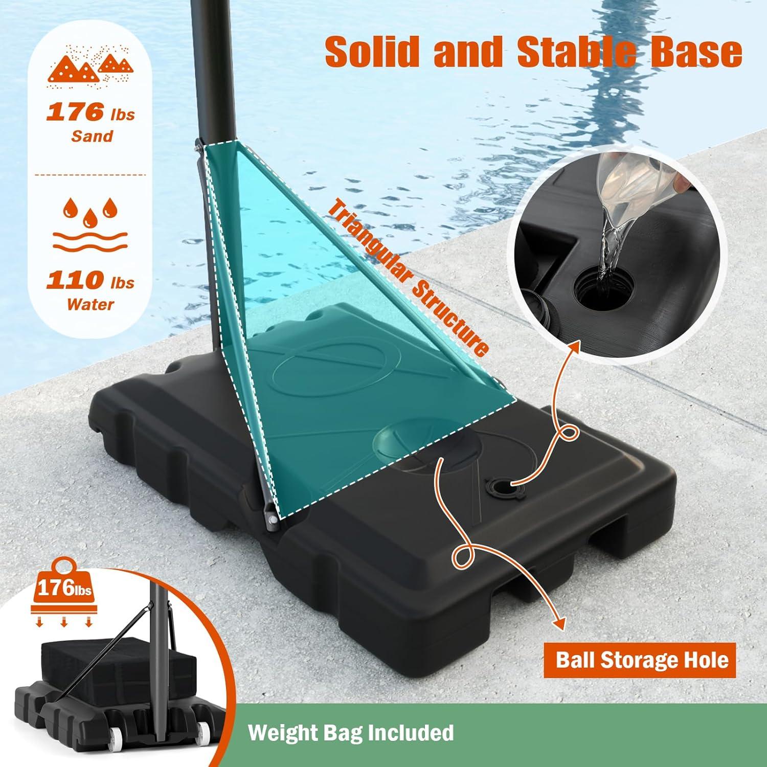image:imageGiantex Portable Basketball Hoop Outdoor 7410 FT Height Adjustable Basketball Goal System w 44 Inch Shatterproof PC Backboard Fillable Base Basketball Hoop Indoor for Adults Backyard Driveway