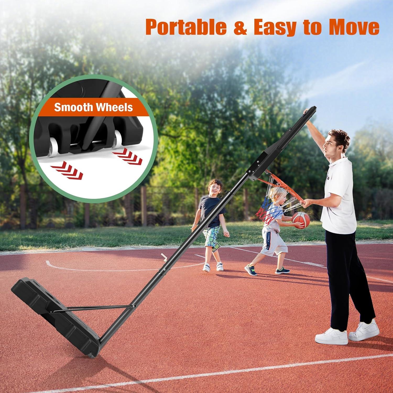 image:imageGiantex Portable Basketball Hoop Outdoor 7410 FT Height Adjustable Basketball Goal System w 44 Inch Shatterproof PC Backboard Fillable Base Basketball Hoop Indoor for Adults Backyard Driveway