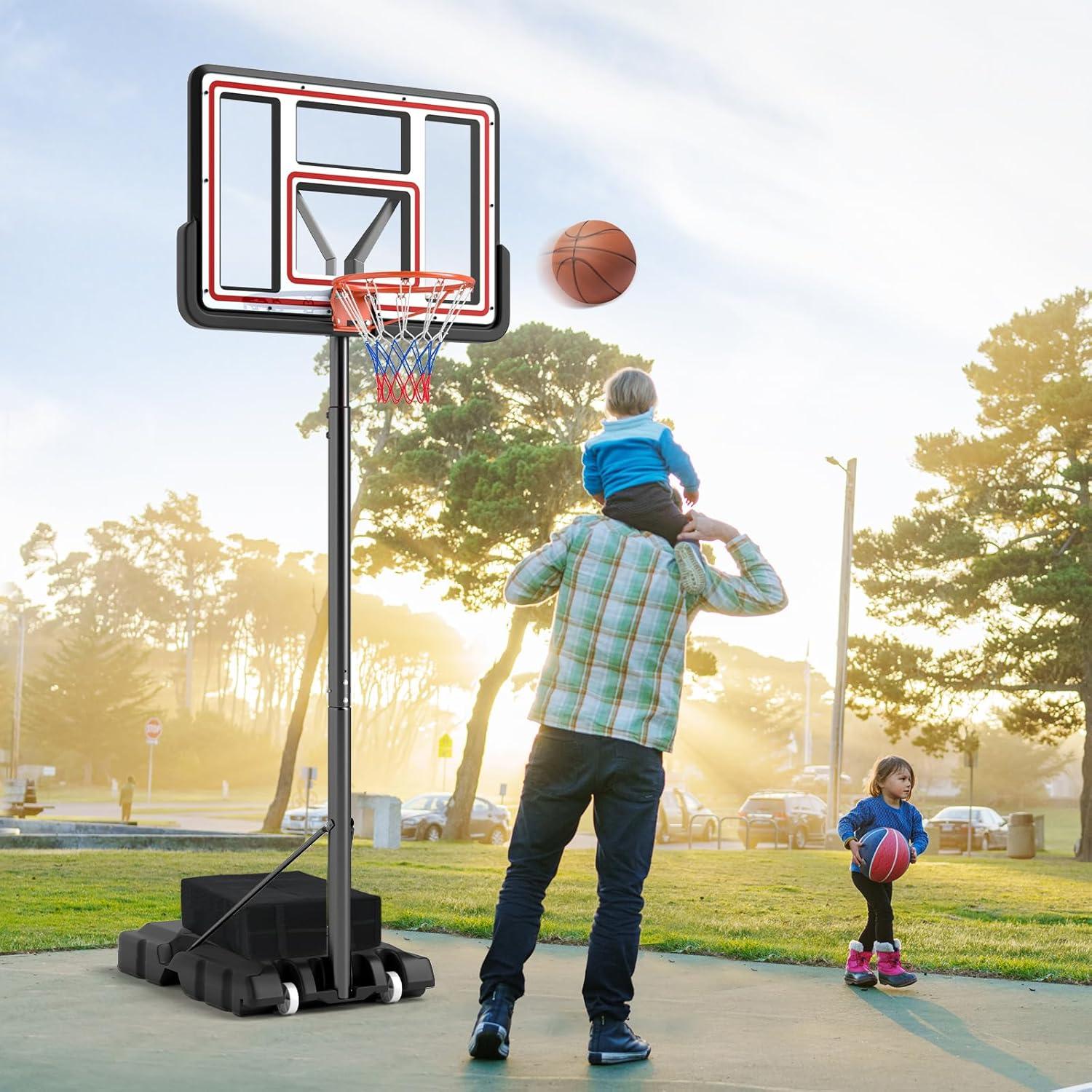 image:imageGiantex Portable Basketball Hoop Outdoor 7410 FT Height Adjustable Basketball Goal System w 44 Inch Shatterproof PC Backboard Fillable Base Basketball Hoop Indoor for Adults Backyard Driveway