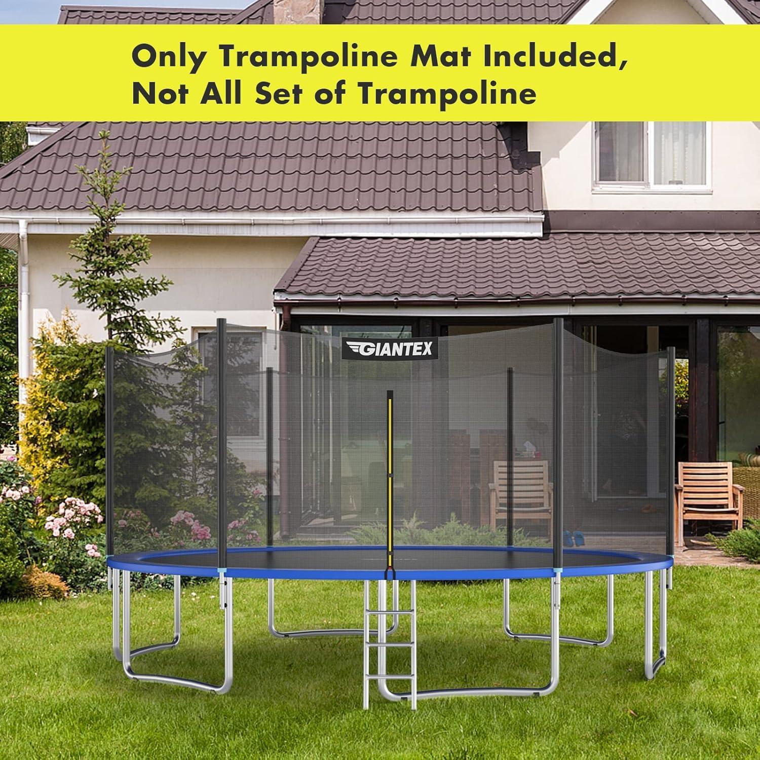 image:imageGiantex Replacement Trampoline Mat HighElastic PP WeatherResistant Mat Fits 8 10 12 14 16ft Round Frame Spring Not Included10Ft w 54 VHooks 55 Spring