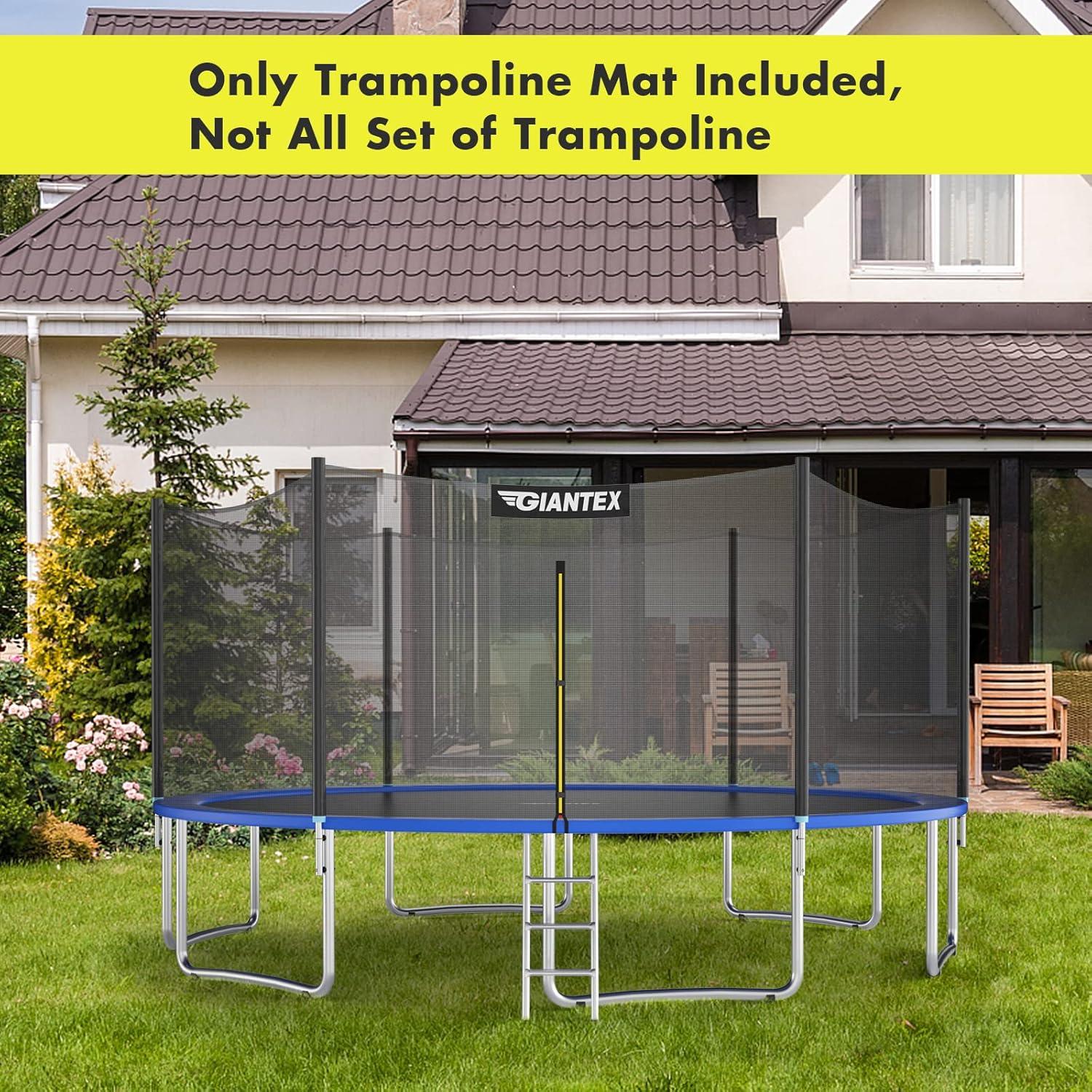 image:imageGiantex Replacement Trampoline Mat HighElastic PP WeatherResistant Mat Fits 8 10 12 14 16ft Round Frame Spring Not Included12Ft w 72 VHooks 55 Spring