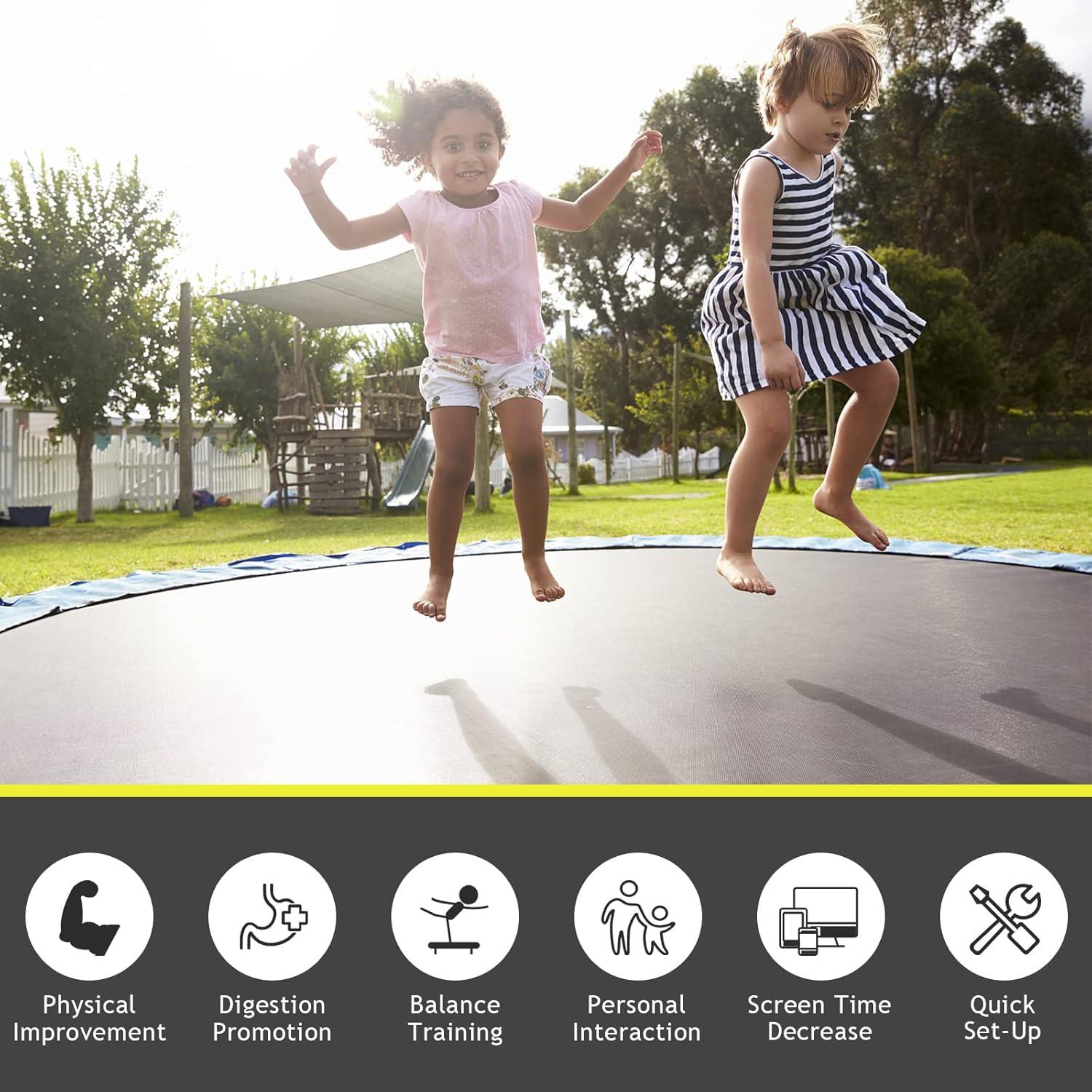 image:imageGiantex Replacement Trampoline Mat HighElastic PP WeatherResistant Mat Fits 8 10 12 14 16ft Round Frame Spring Not Included15Ft w 96 VHooks 55 Spring