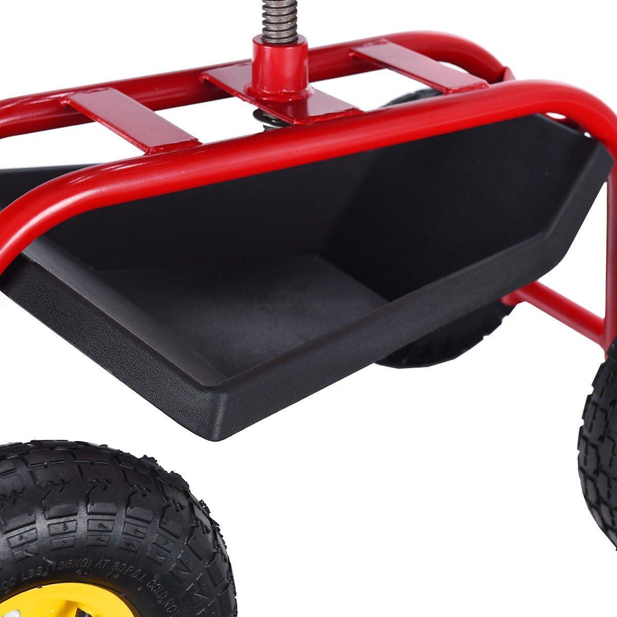 image:imageGiantex Rolling Garden Work Seat 360 Swivel Gardening Workseat with Wheels Tool Basket Adjustable Height Outdoor Scooter for Sitting Gardening Stool Chair for Planting Trimming GreenRed