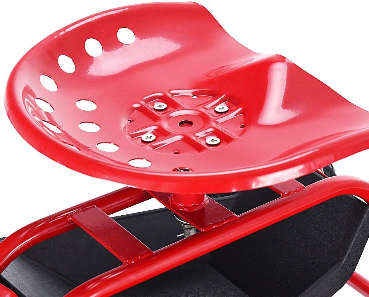 image:imageGiantex Rolling Garden Work Seat 360 Swivel Gardening Workseat with Wheels Tool Basket Adjustable Height Outdoor Scooter for Sitting Gardening Stool Chair for Planting Trimming GreenRed