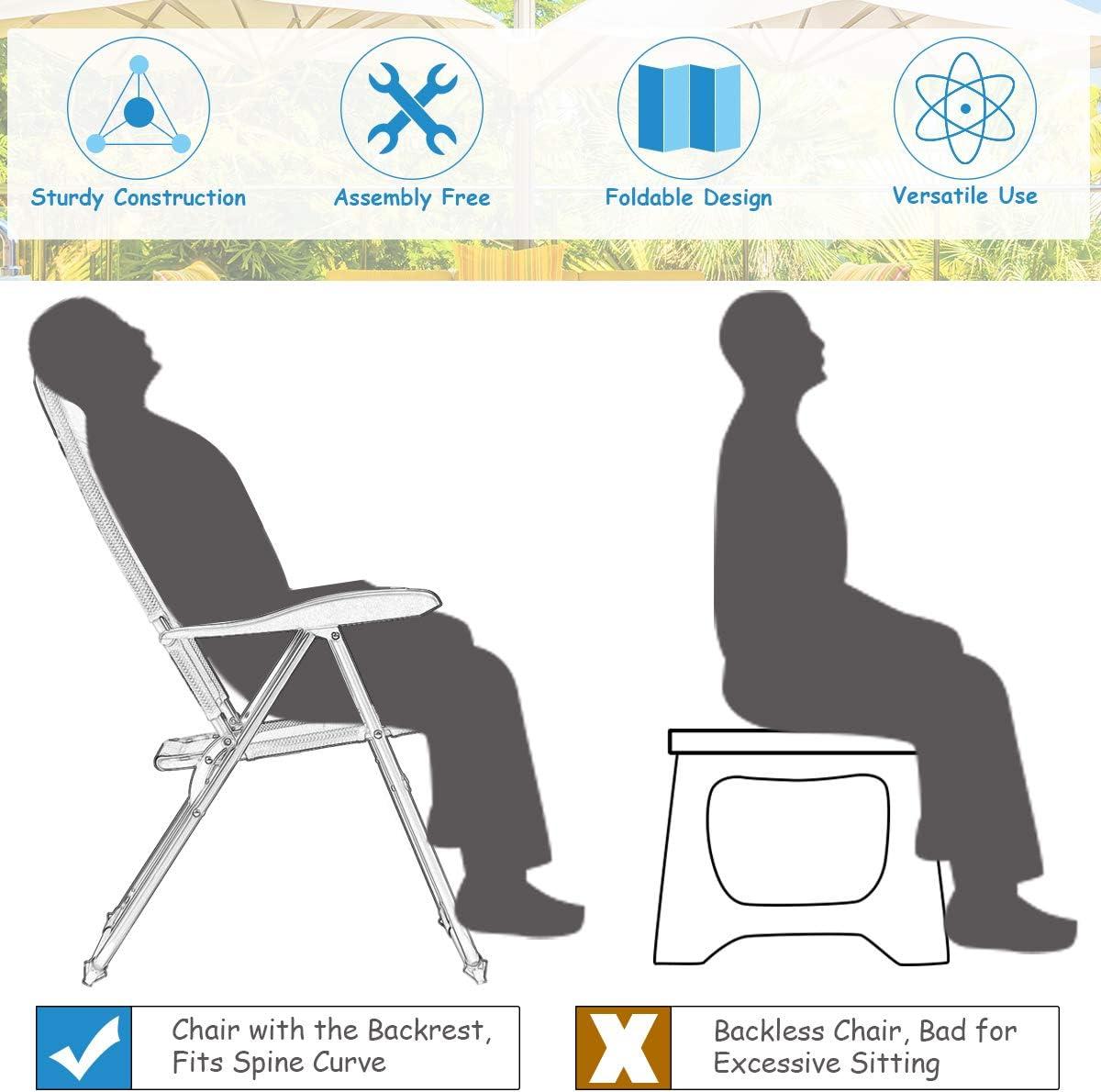 image:imageGiantex Set of 2 Patio Chairs Folding Chairs with Adjustable Backrest Outdoor Sling Chairs for Bistro Deck Backyard Armchair with Padded Seat 300 lbs Capacity 2 Black4
