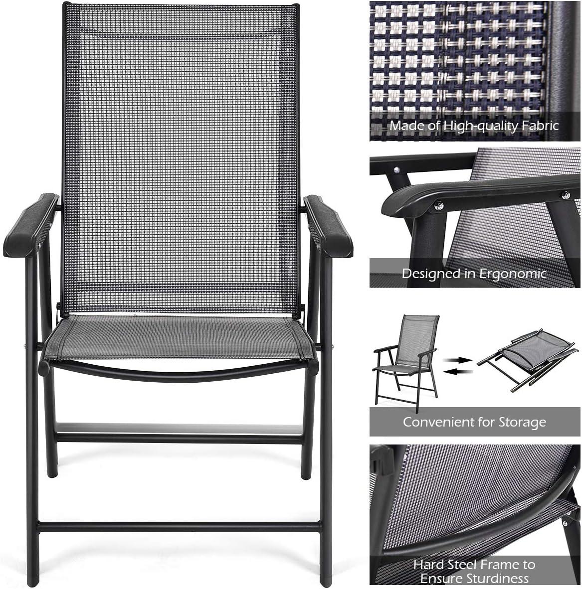 image:imageGiantex Set of 2 Patio Folding Chairs Outdoor Chairs with Armrest Portable Dining Chairs for Porch Camping Pool Beach Deck Lawn Garden 2Pack Patio Sling Chairs Metal Frame GreyGrey
