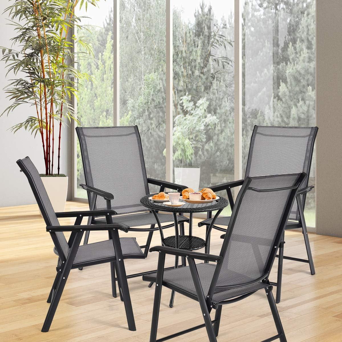 image:imageGiantex Set of 2 Patio Folding Chairs Outdoor Chairs with Armrest Portable Dining Chairs for Porch Camping Pool Beach Deck Lawn Garden 2Pack Patio Sling Chairs Metal Frame GreyGrey