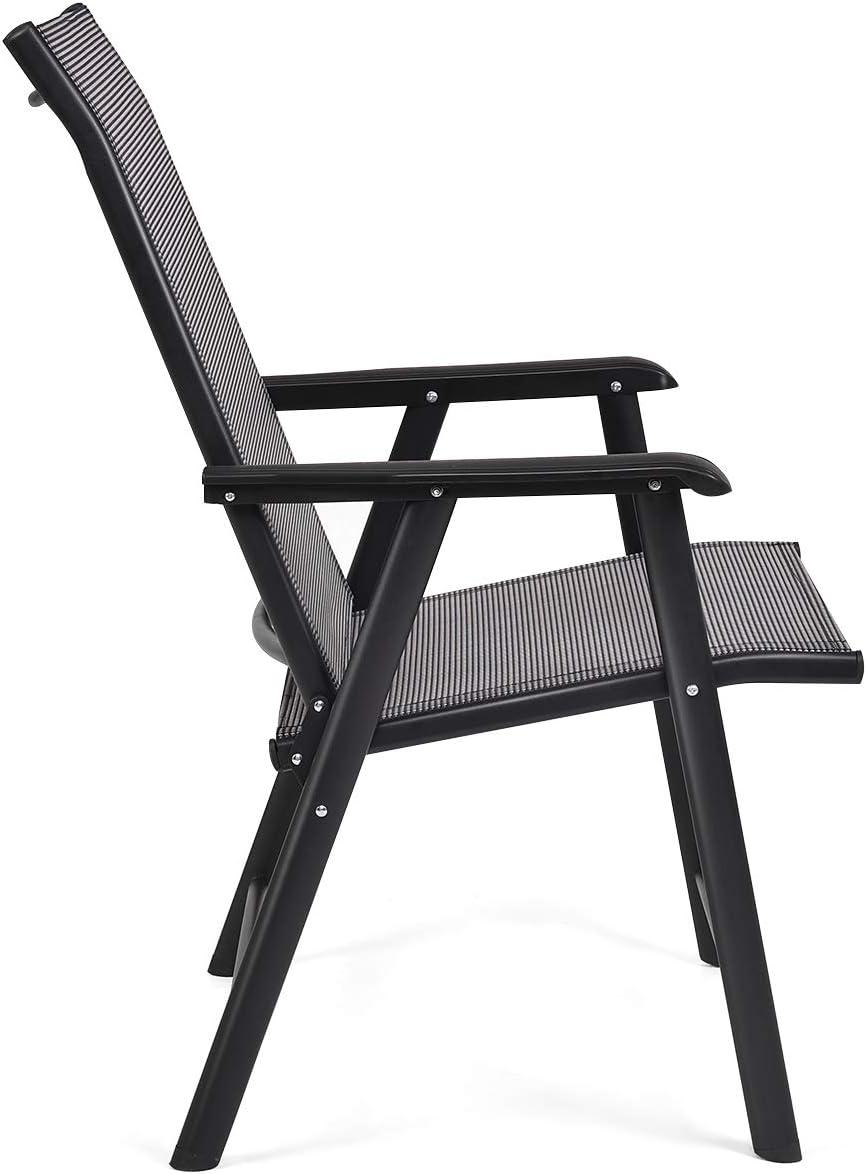 image:imageGiantex Set of 2 Patio Folding Chairs Outdoor Chairs with Armrest Portable Dining Chairs for Porch Camping Pool Beach Deck Lawn Garden 2Pack Patio Sling Chairs Metal Frame GreyGrey