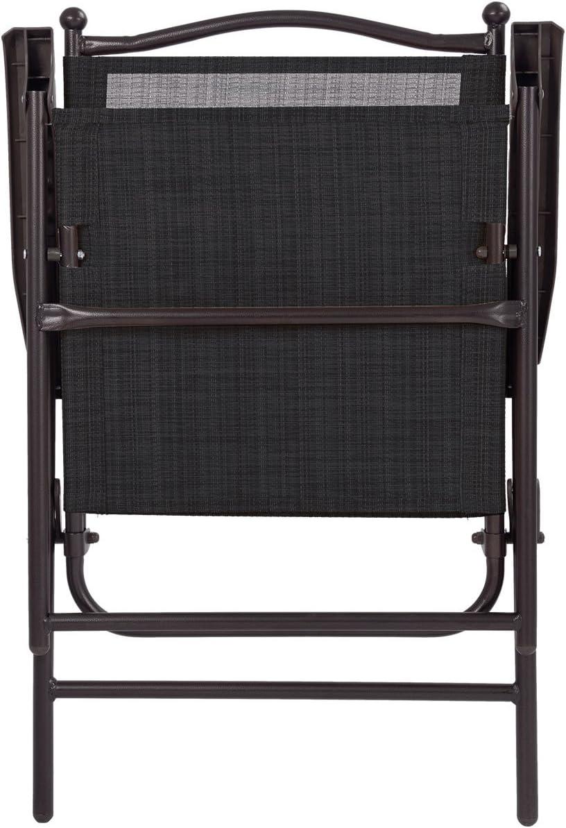 image:imageGiantex Set of 2 Patio Folding Chairs Outdoor Patio Dining Chairs wArmrest Sling Back Metal Frame Outside Use for Lawn Camping Garden Pool Beach Yard Lounge No Assembly YellowBlack