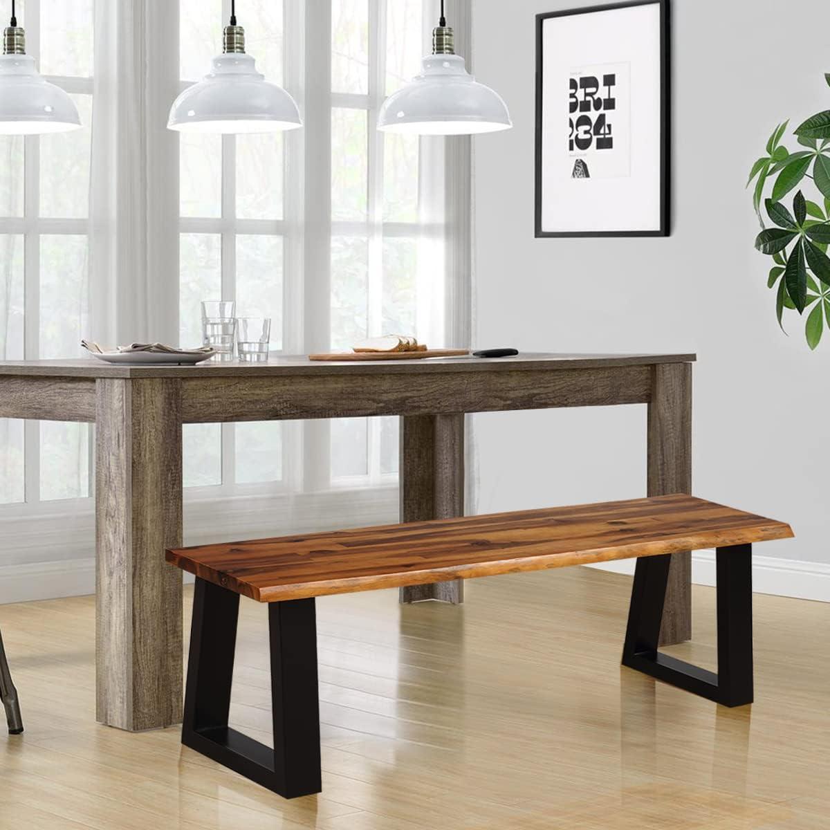 image:imageGiantex Set of 2 Wooden Dining Bench Seating Chair Rustic Indoor ampOutdoor FurnitureRustic Brownblack
