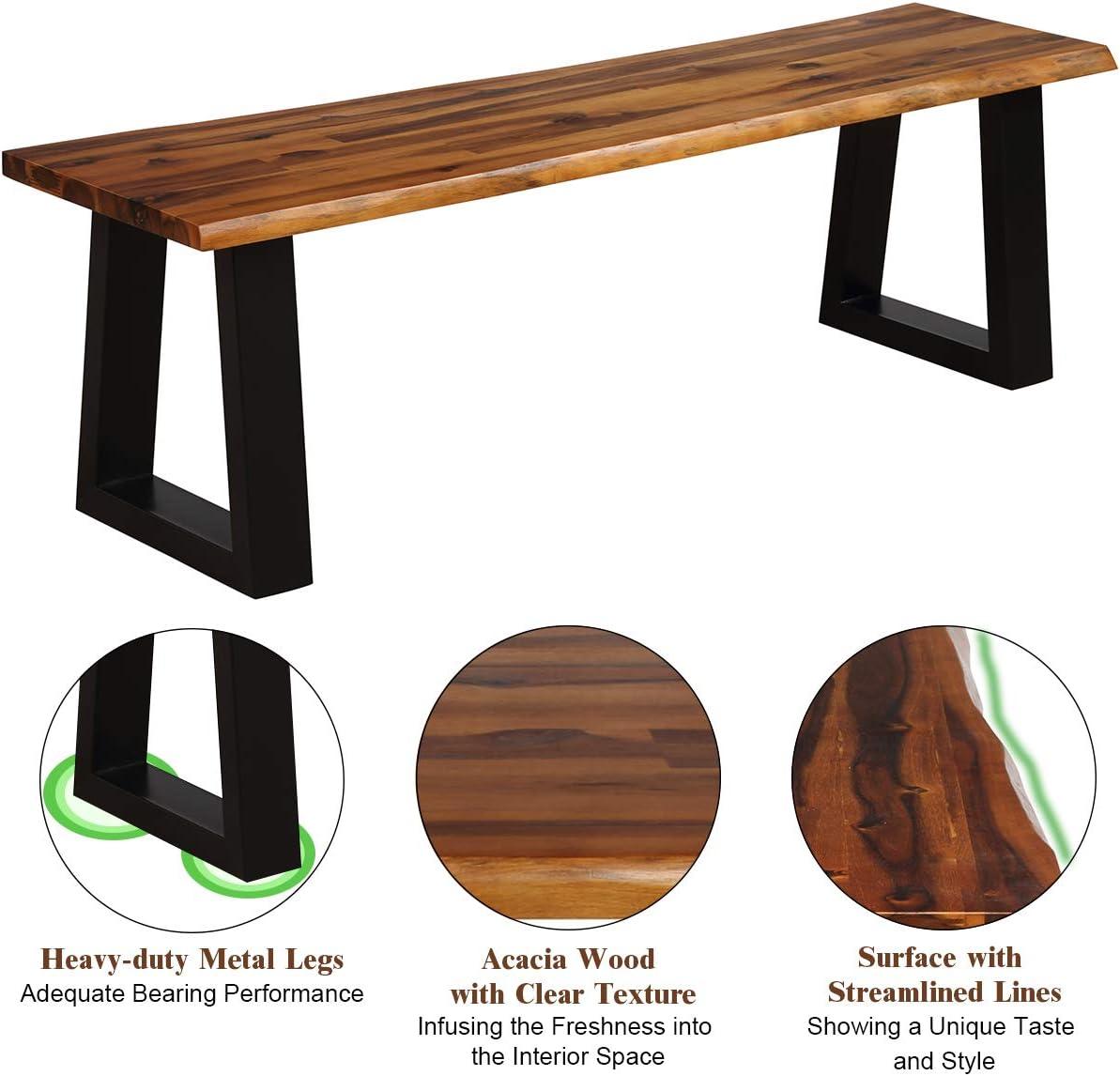 image:imageGiantex Set of 2 Wooden Dining Bench Seating Chair Rustic Indoor ampOutdoor FurnitureRustic Brownblack