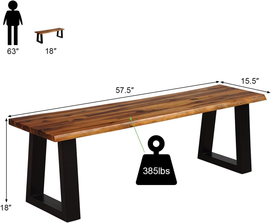 image:imageGiantex Set of 2 Wooden Dining Bench Seating Chair Rustic Indoor ampOutdoor FurnitureRustic Brownblack