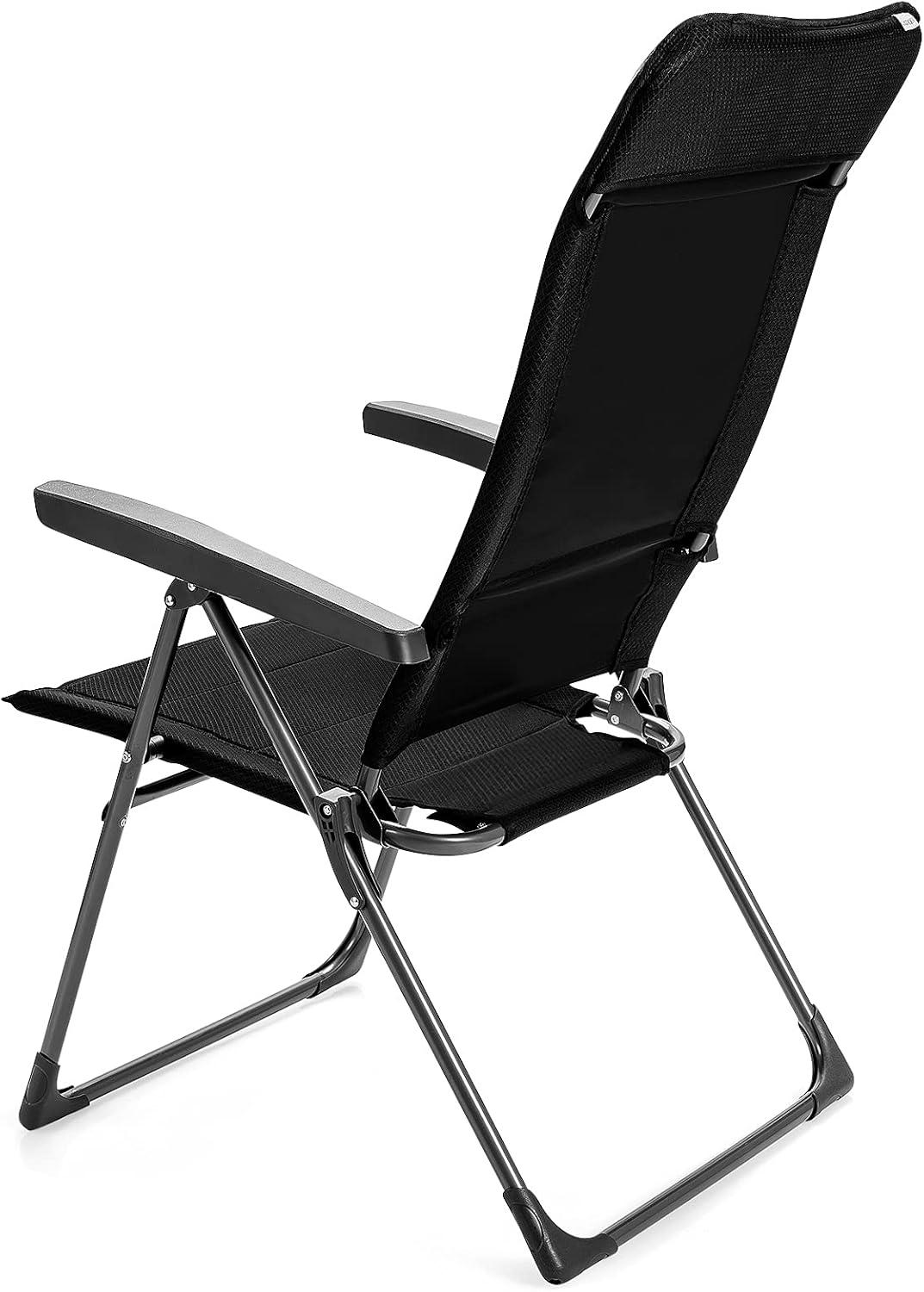 image:imageGiantex Set of 4 Patio Dining Chairs Folding Patio Chairs Outdoor Lawn Chairs with Adjustable Backrest and Headrest Sling Camping Chairs Portable Armchair for Porch Poolside Garden BackyardBlack