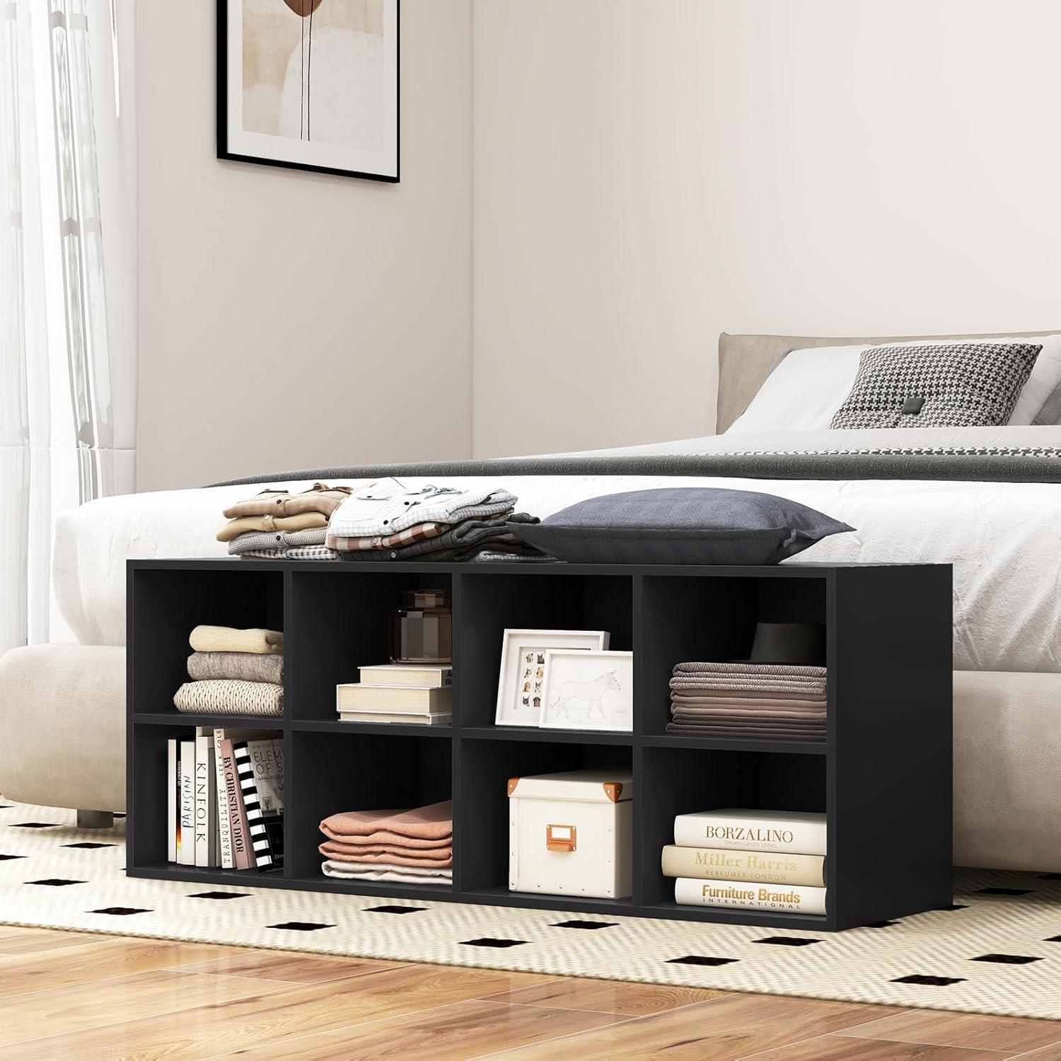 image:imageGiantex Shoe Bench 8 Cubes 40 Entryway Bench with Storage 8Cubby Shoe Rack Shoe Organizer Storage Cabinet for Entryway Hallway Mudroom Living Room Bedroom Support up to 500 lbs BlackBlack
