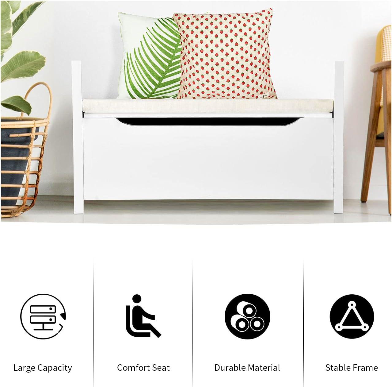 image:imageGiantex Shoe Storage Bench with Cushion Entryway Storage Benches End of Bed Bench for Bedroom Wood Shoe Bench with Seat 345 L155 W195 H BlackWhite