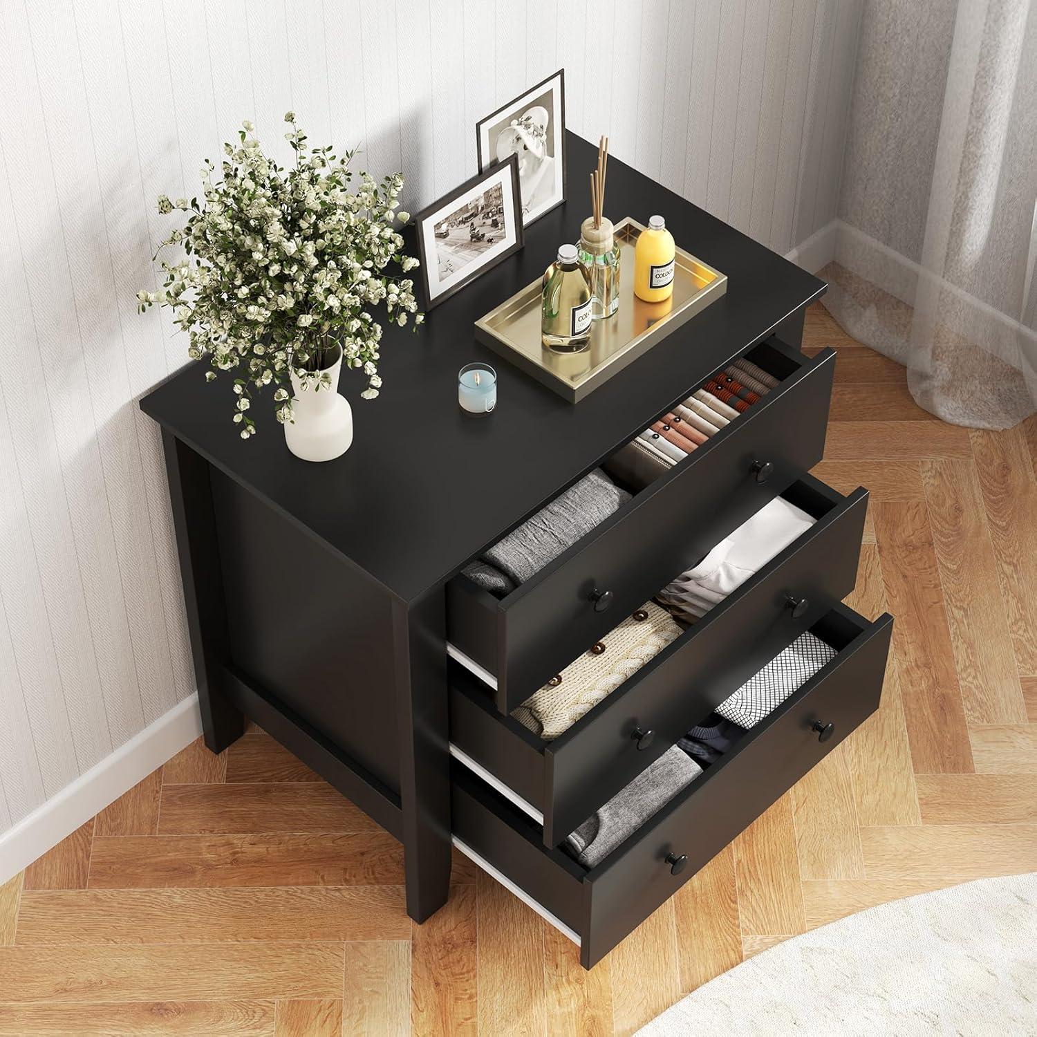 image:imageGiantex Small 3Drawer Dresser for Bedroom 285 x 18 x 26 Wide Chest of Drawers Modern Large Nightstand Storage Cabinet Closet Storage Organizer for Living Room Hallway WhiteBlack